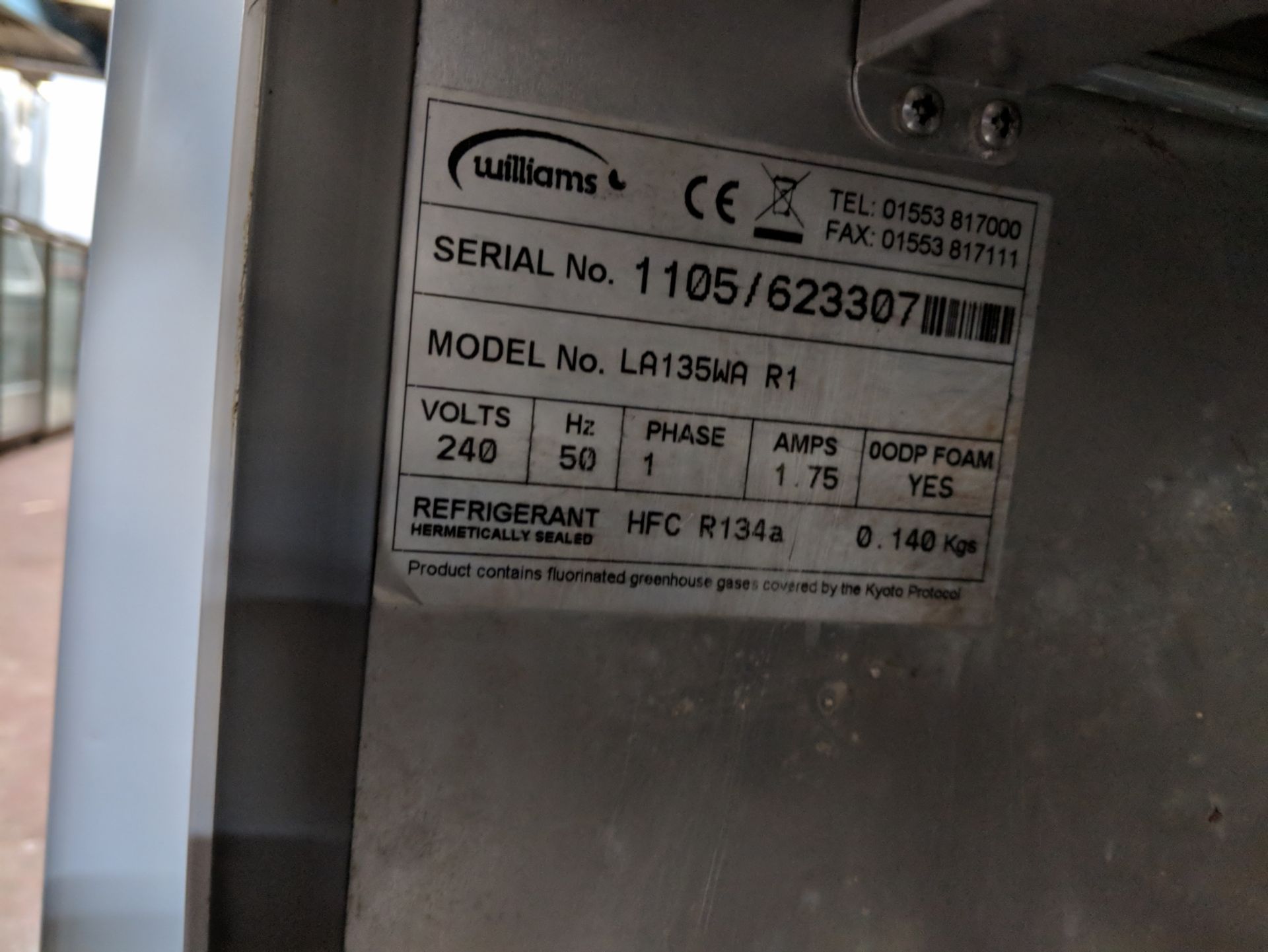 Williams under counter freezer, model LA135WA R1 IMPORTANT: Please remember goods successfully bid - Image 3 of 3