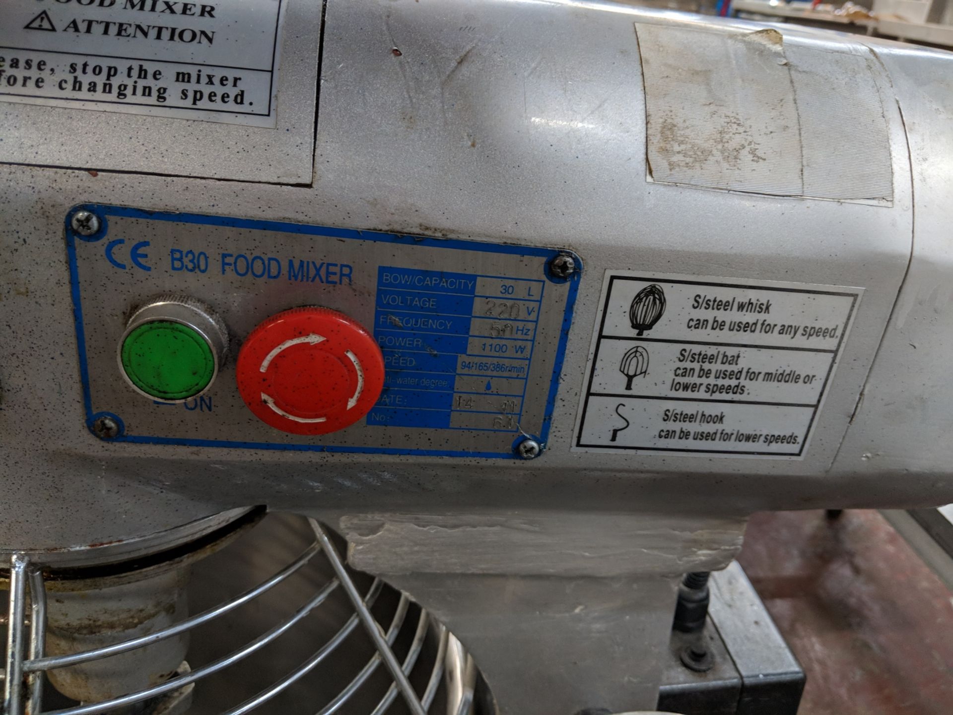 Model B30 heavy-duty commercial food mixer including bowl and paddle/blade IMPORTANT: Please - Image 4 of 5