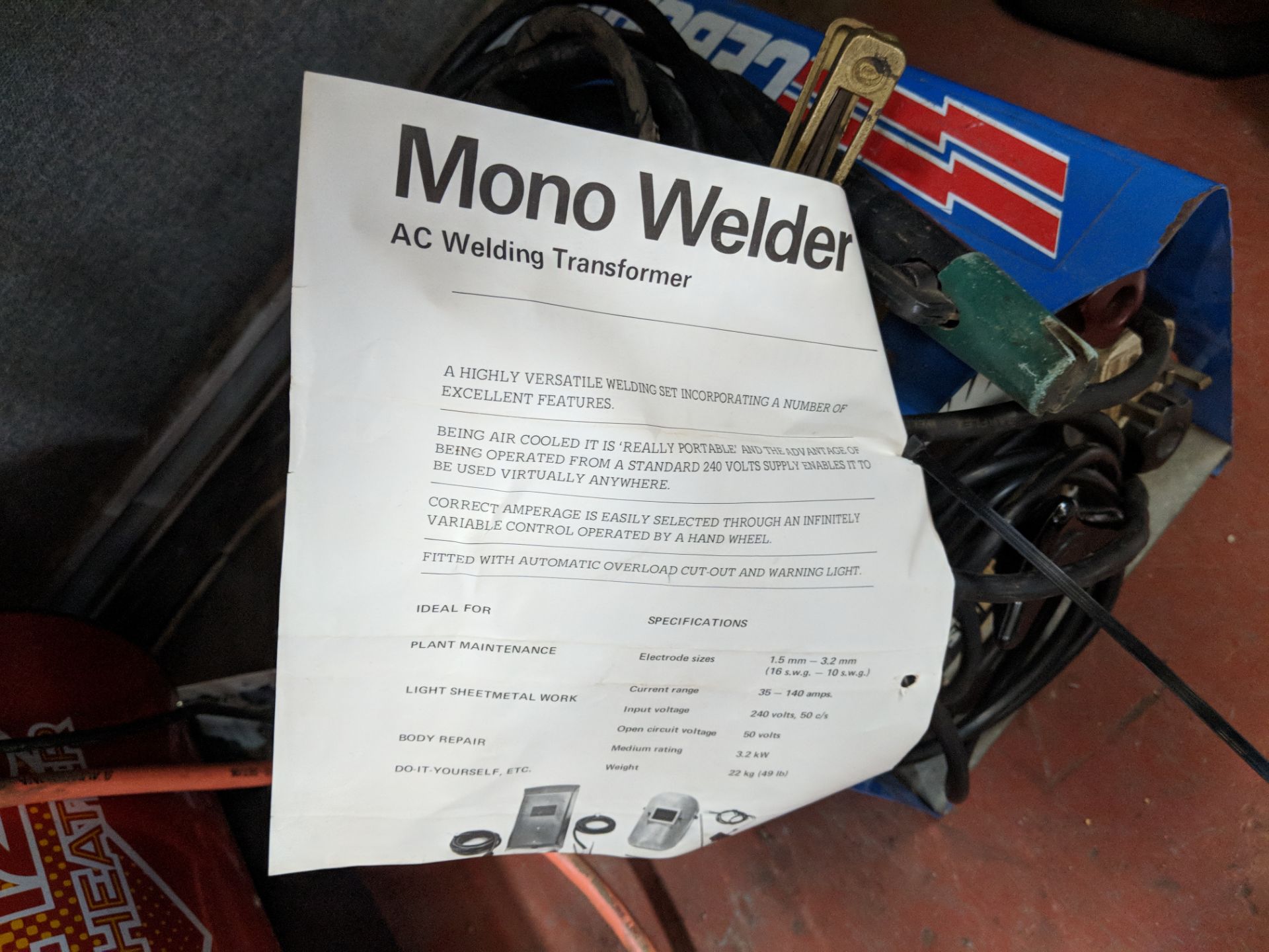 Cebora mono welder including basic instruction sheet IMPORTANT: Please remember goods successfully - Image 3 of 5