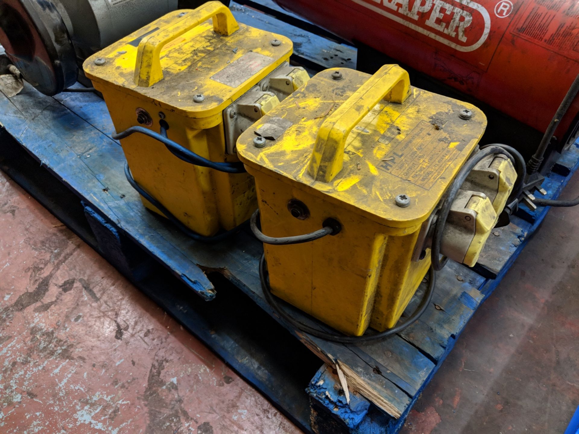 Pair of twin socket 110V transformers This is one of a number of lots from C & C Engineering (