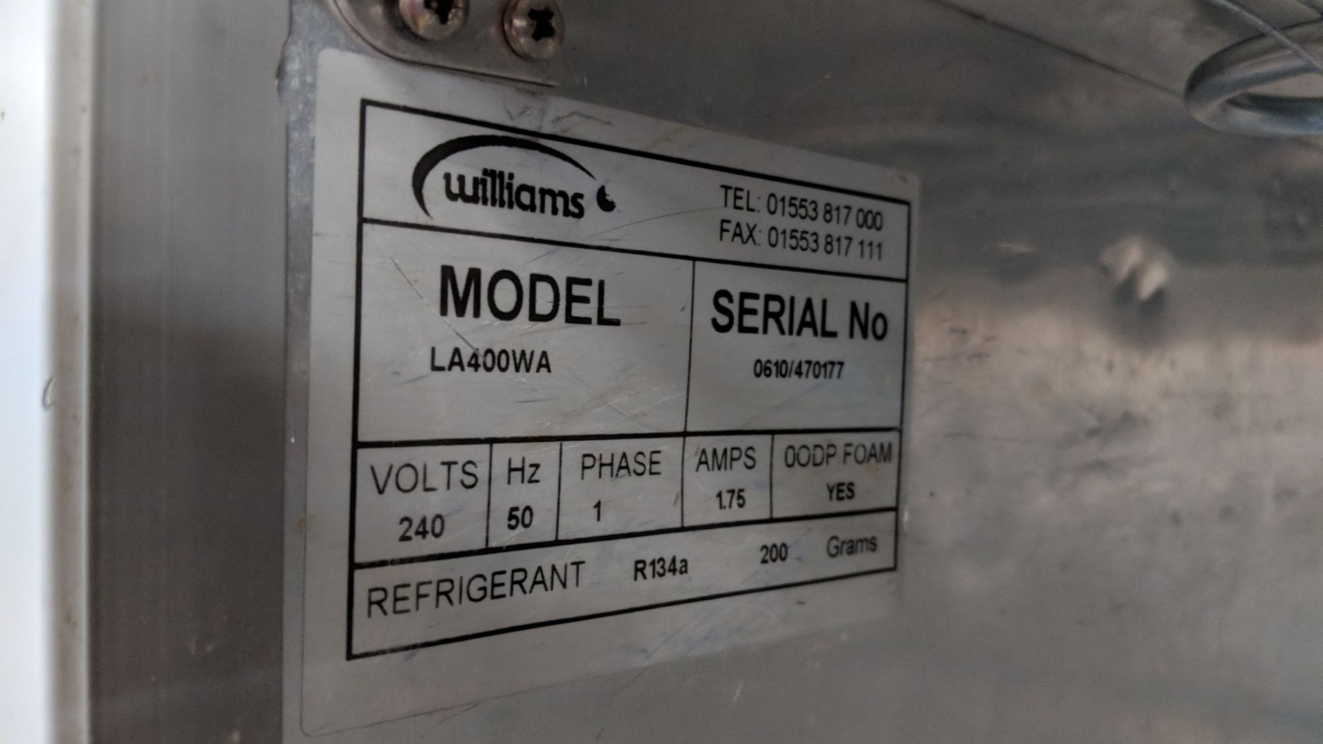 Williams tall white freezer, model LA400WA IMPORTANT: Please remember goods successfully bid upon - Bild 3 aus 3