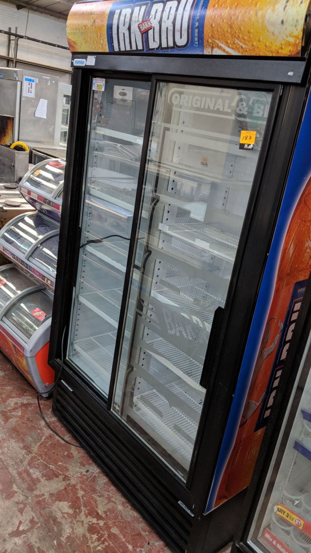 Irn Bru branded large twin clear door display fridge IMPORTANT: Please remember goods successfully