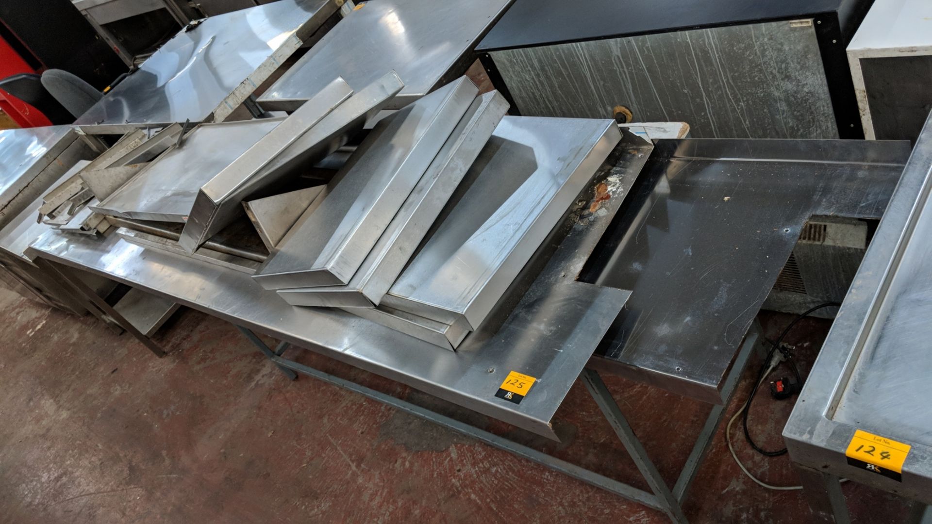 Quantity of stainless steel shelves, bases, tops and similar NB. Table upon which they are displayed - Image 2 of 6