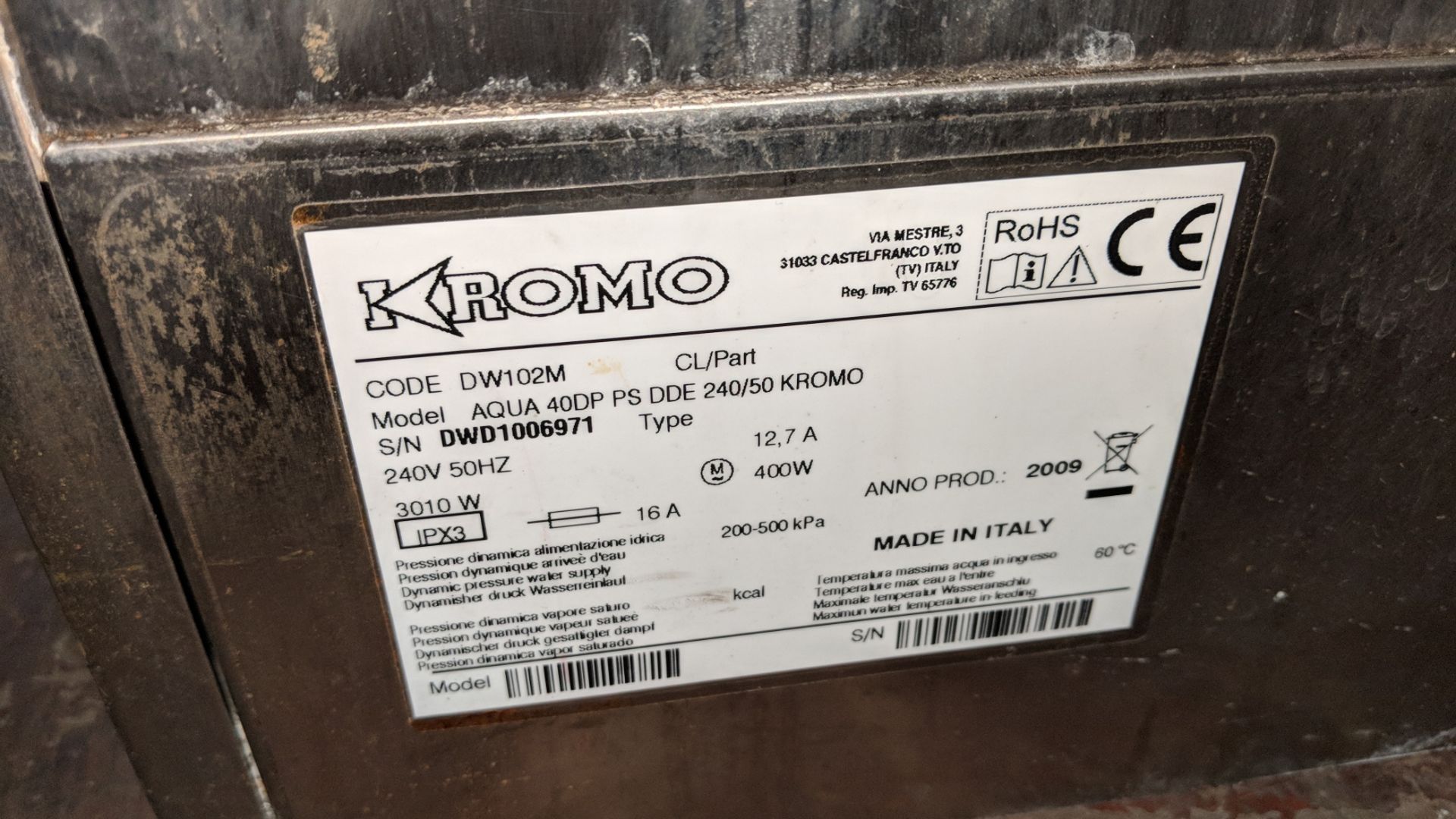 Kromo stainless steel compact under counter bar/glasswasher IMPORTANT: Please remember goods - Image 5 of 6