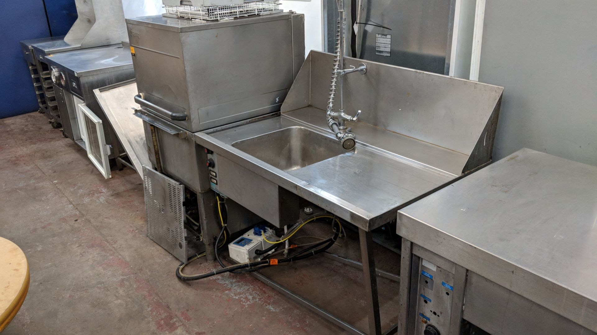 Jemi overhead/pass through stainless steel commercial dishwasher including sink and drainer with - Image 3 of 11