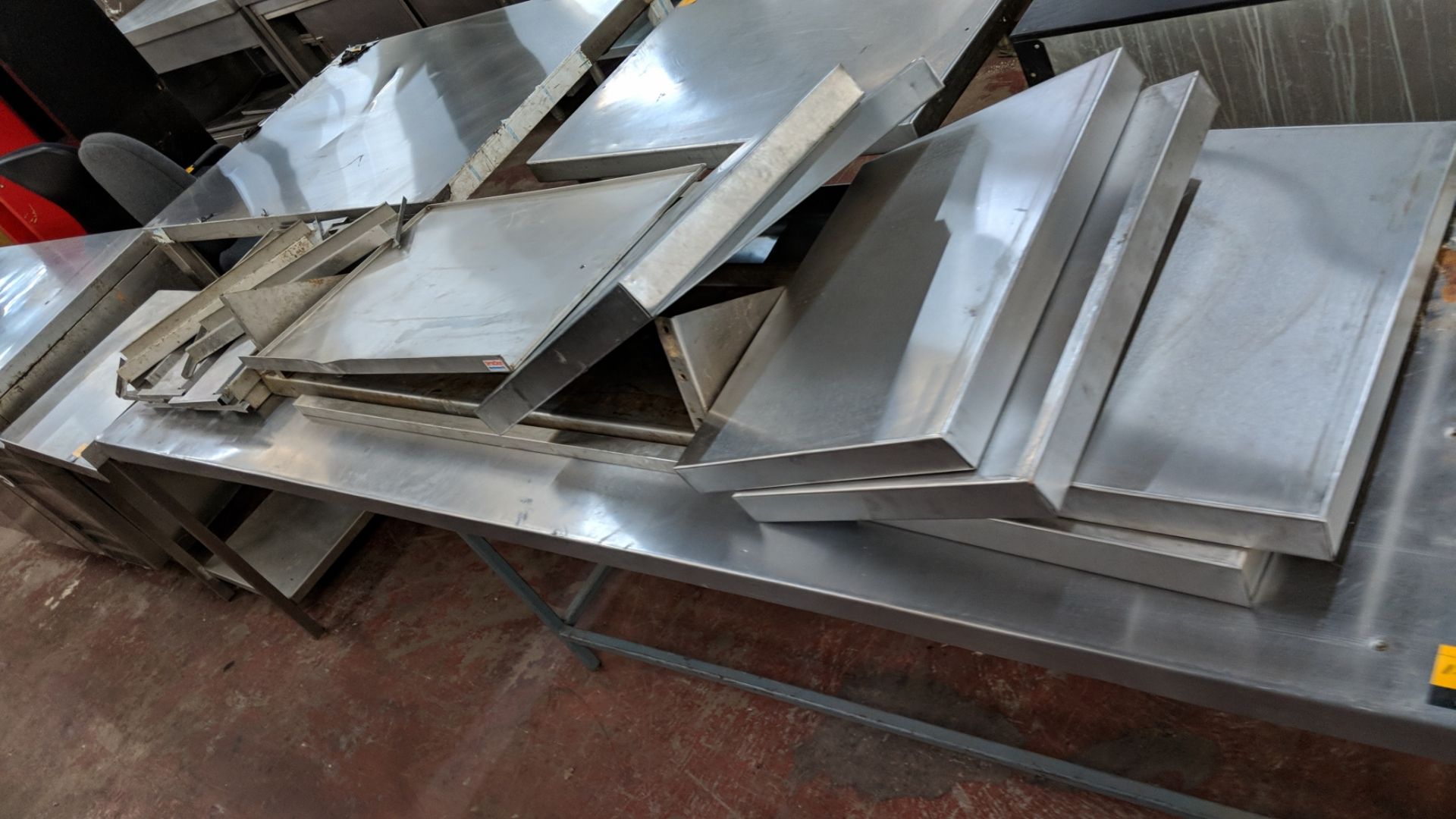 Quantity of stainless steel shelves, bases, tops and similar NB. Table upon which they are displayed - Image 3 of 6