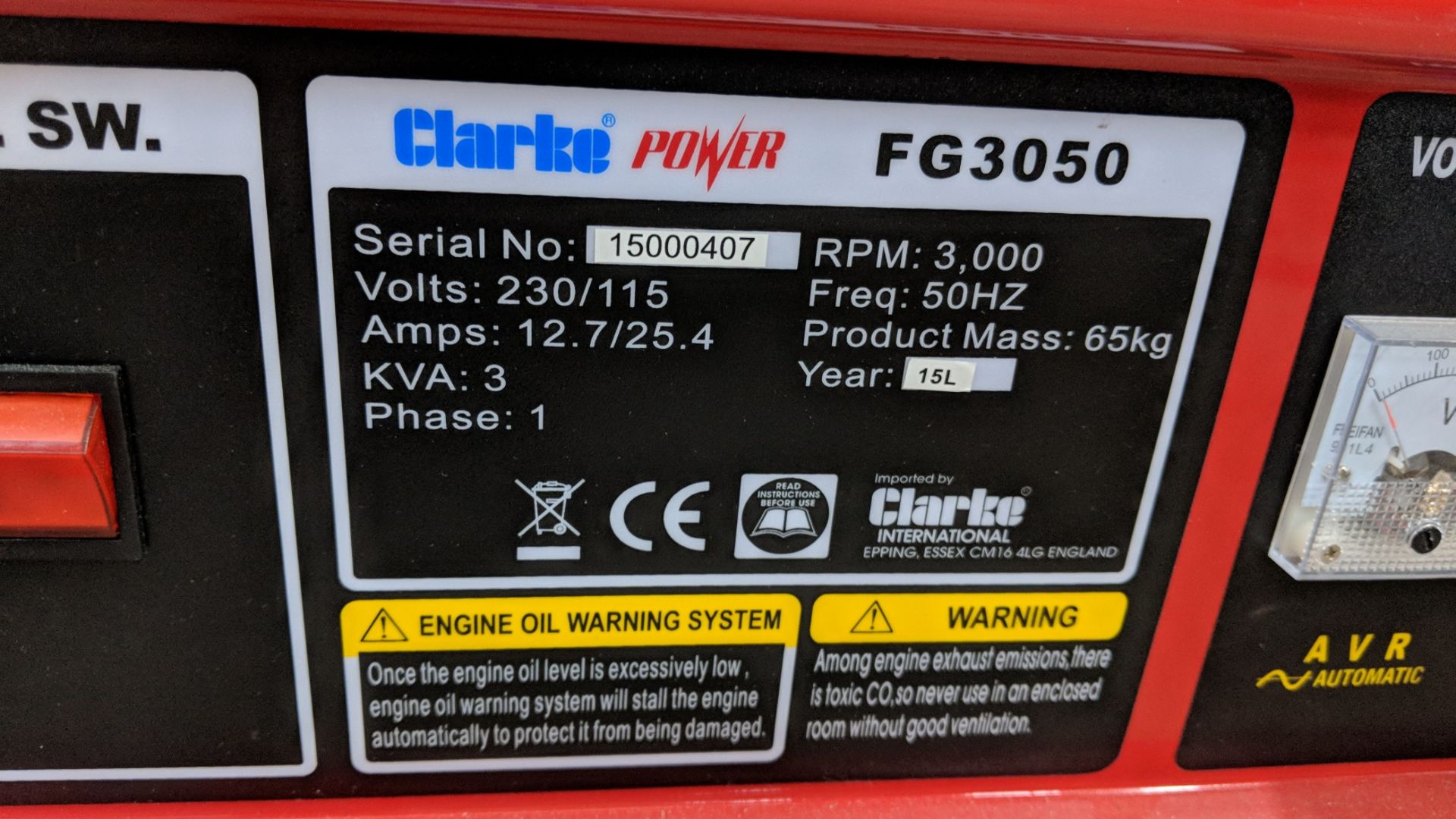 Clarke power generator model FG3050 Please note that this auction is linked to the LED lighting sale - Image 3 of 5