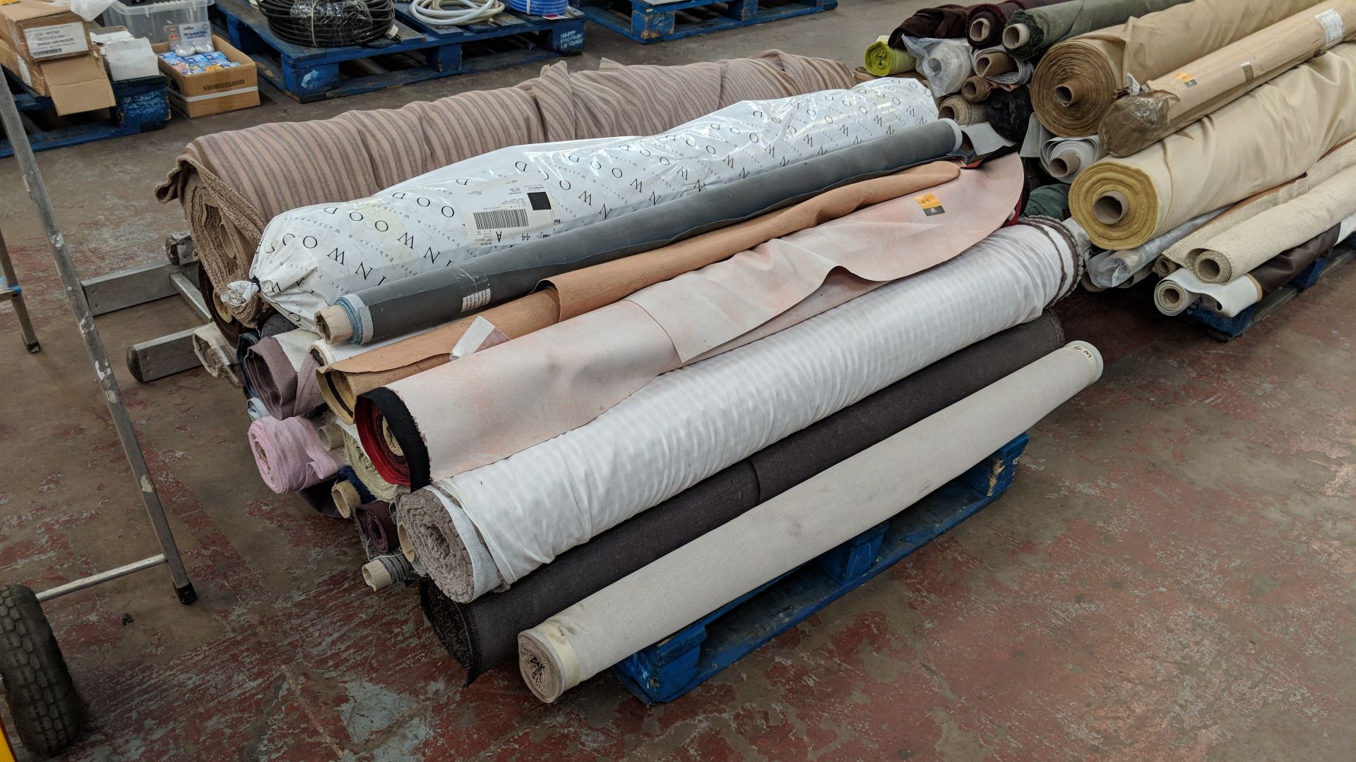 The contents of a pallet consisting of a vast quantity of assorted upholstery fabric IMPORTANT: