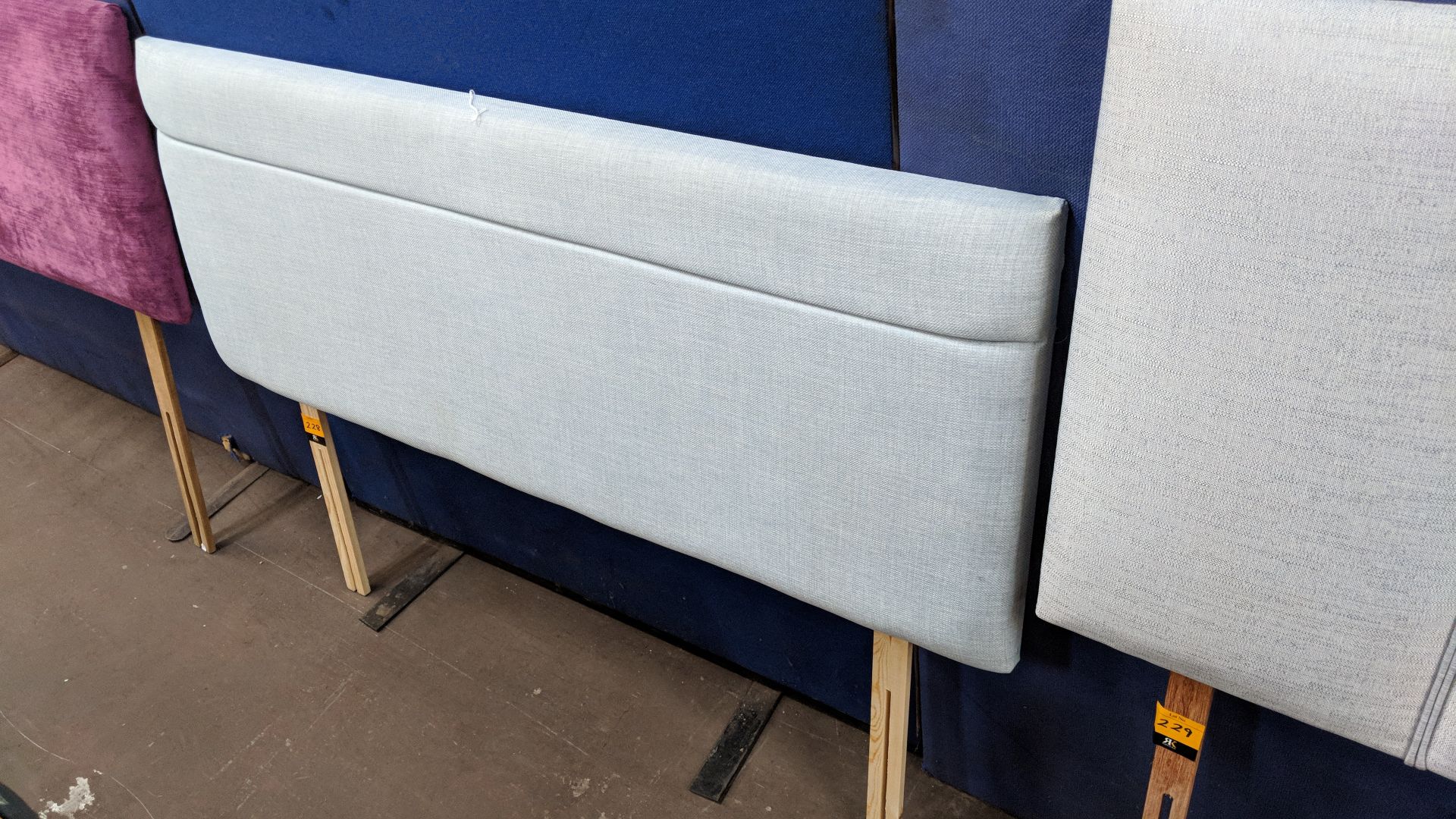 Pale blue upholstered headboard approximately 54" wide IMPORTANT: Please remember goods successfully - Image 2 of 2