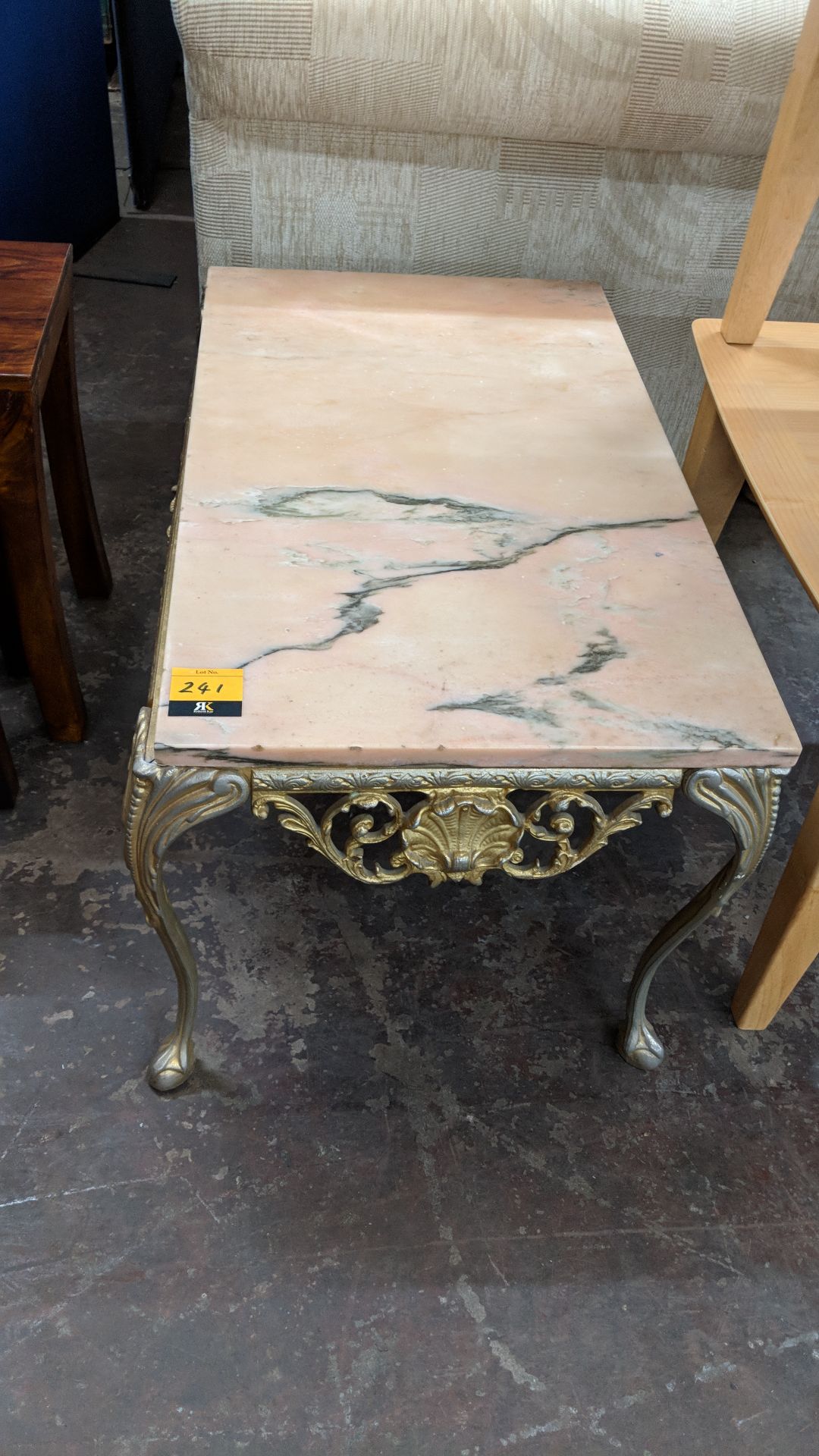 Traditional table in what appears to be brass with marble or marble type top, measuring - Image 2 of 2