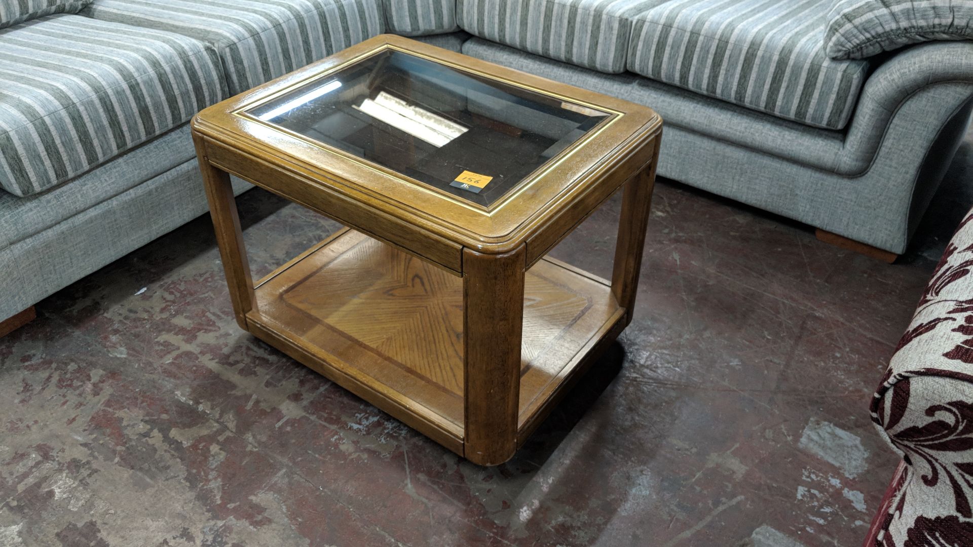 Occasional table with wooden shelf below & bevelled glass top, circa 700mm x 550mm IMPORTANT: Please - Image 2 of 2