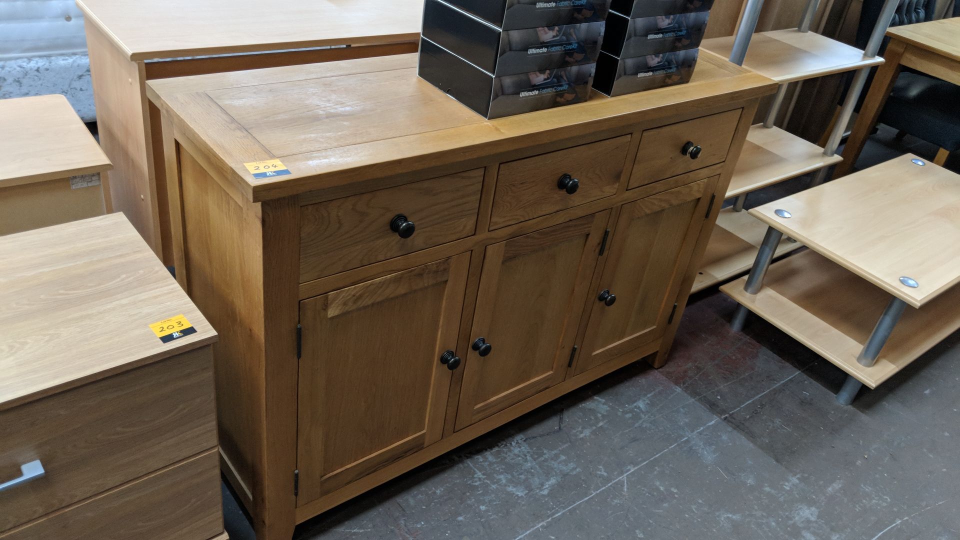 3 door sideboard. NB matches lot 209 IMPORTANT: Please remember goods successfully bid upon must
