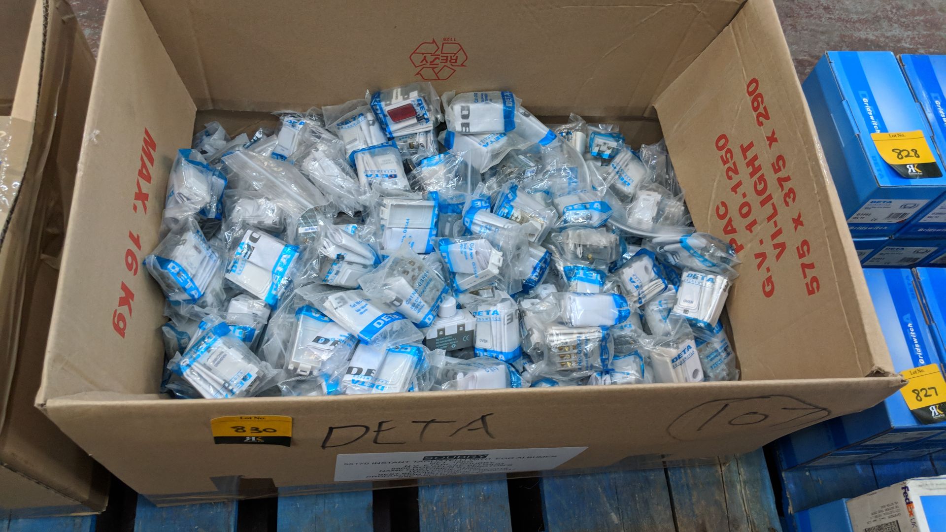 Contents of a crate containing a large quantity of Deta grid switches - crate excluded The vast