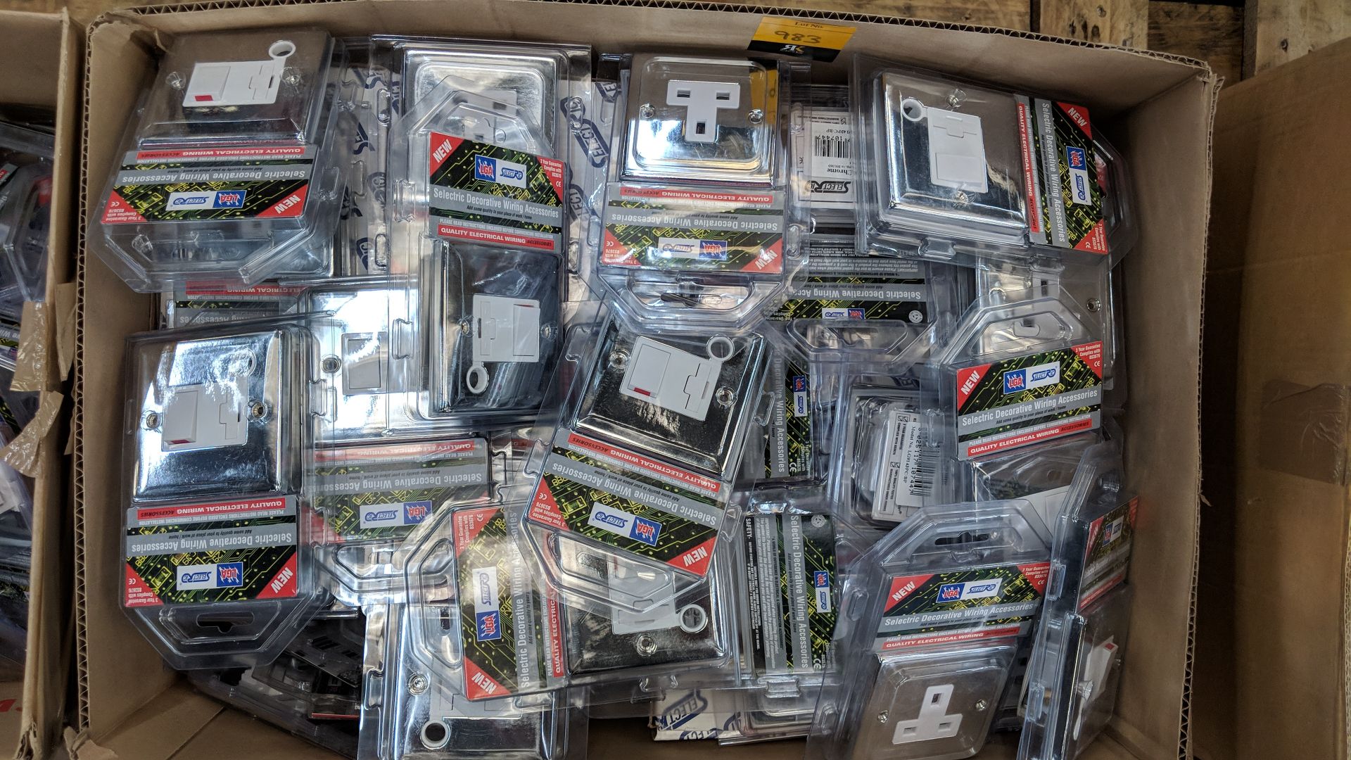 Contents of a crate of assorted chrome finish switches and sockets - crate excluded The vast - Image 3 of 3