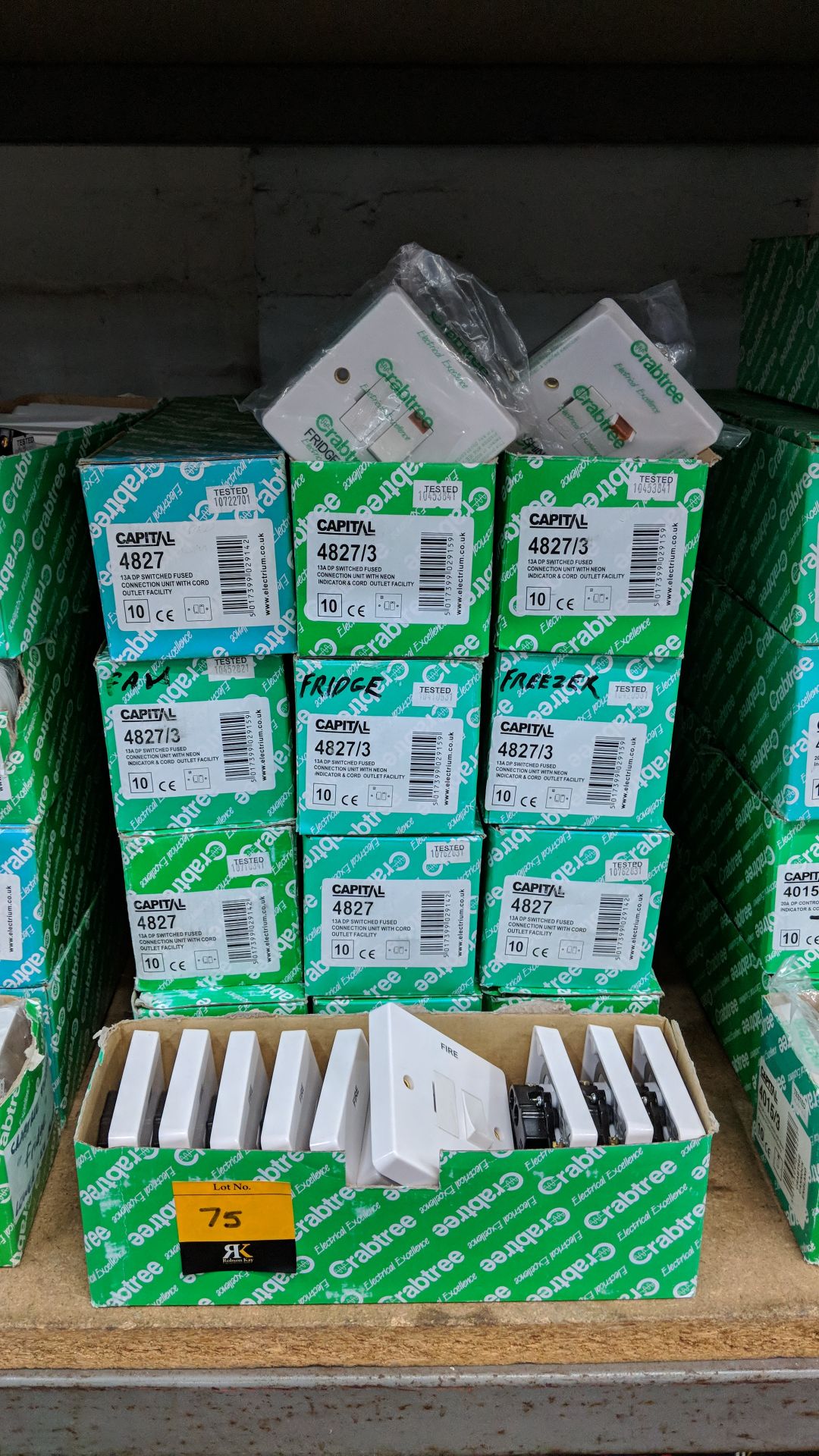 13 boxes of Crabtree Capital DP switch fuse connection units, code 4827, each box containing 10