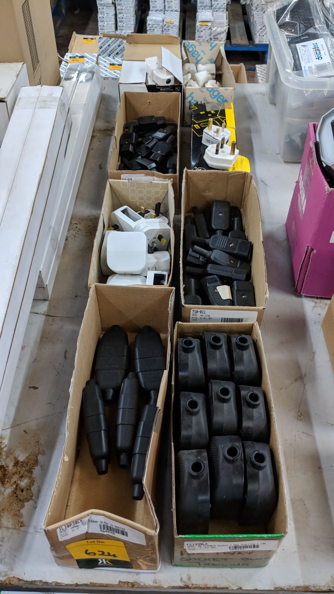 8 boxes of assorted trailing sockets, plugs and other related items The vast majority of products in