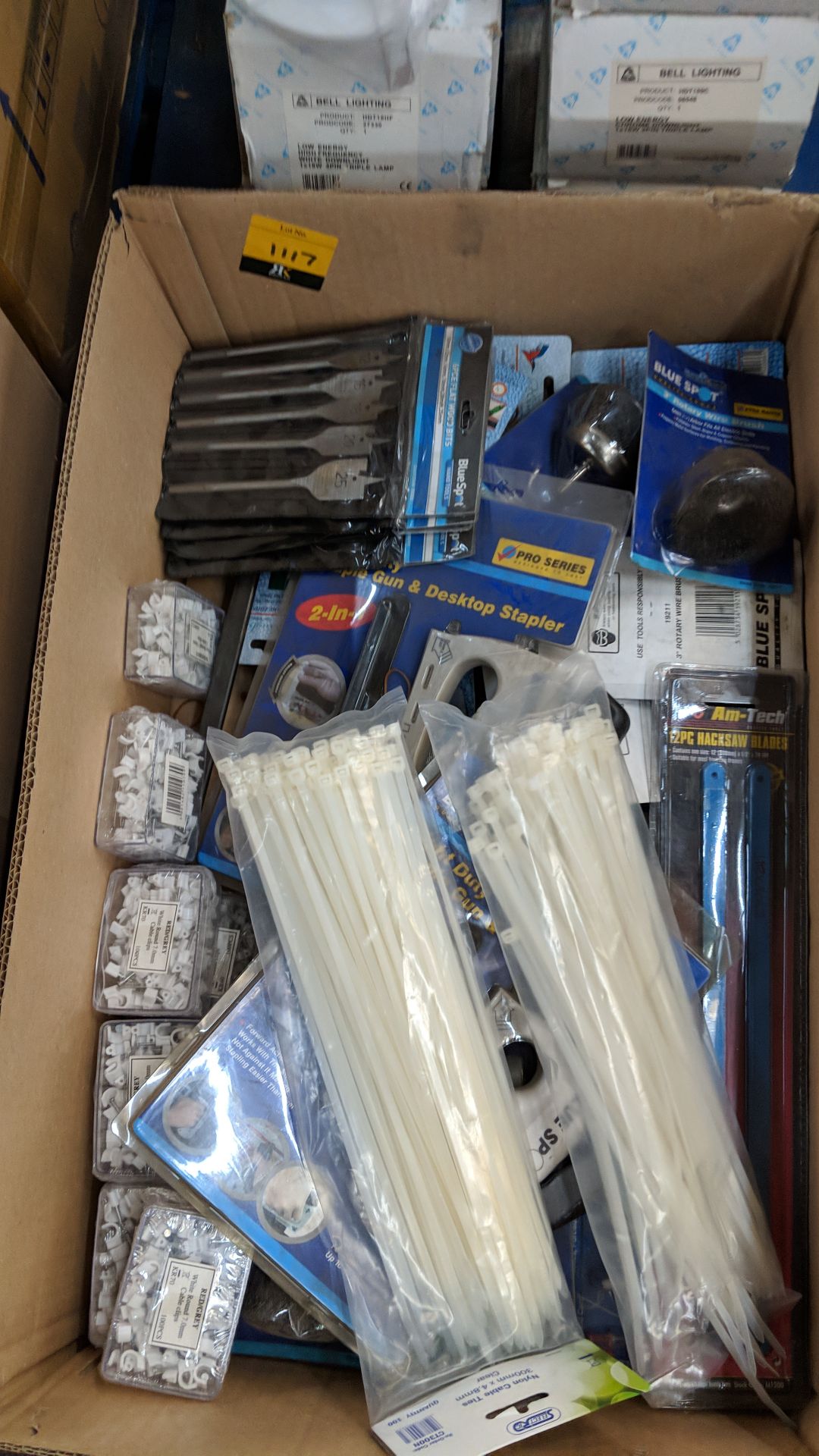 Box of assorted cable ties, cable clips, wood bits, staplers and more The vast majority of - Image 2 of 3