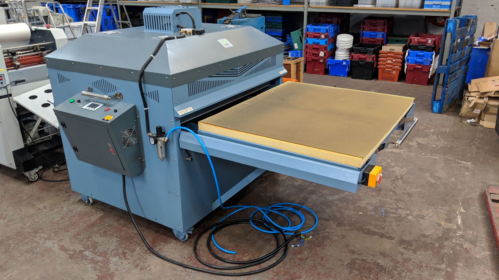 2015 (November) Alpha Industrial pneumatic heat press, with 1m x 1.2m table, - Image 2 of 12