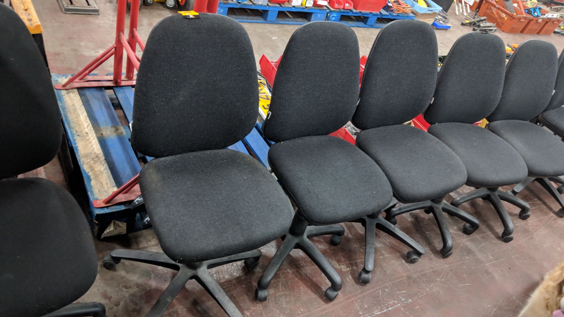 3 off Wallace grey tweed multi adjustable operator's chairs