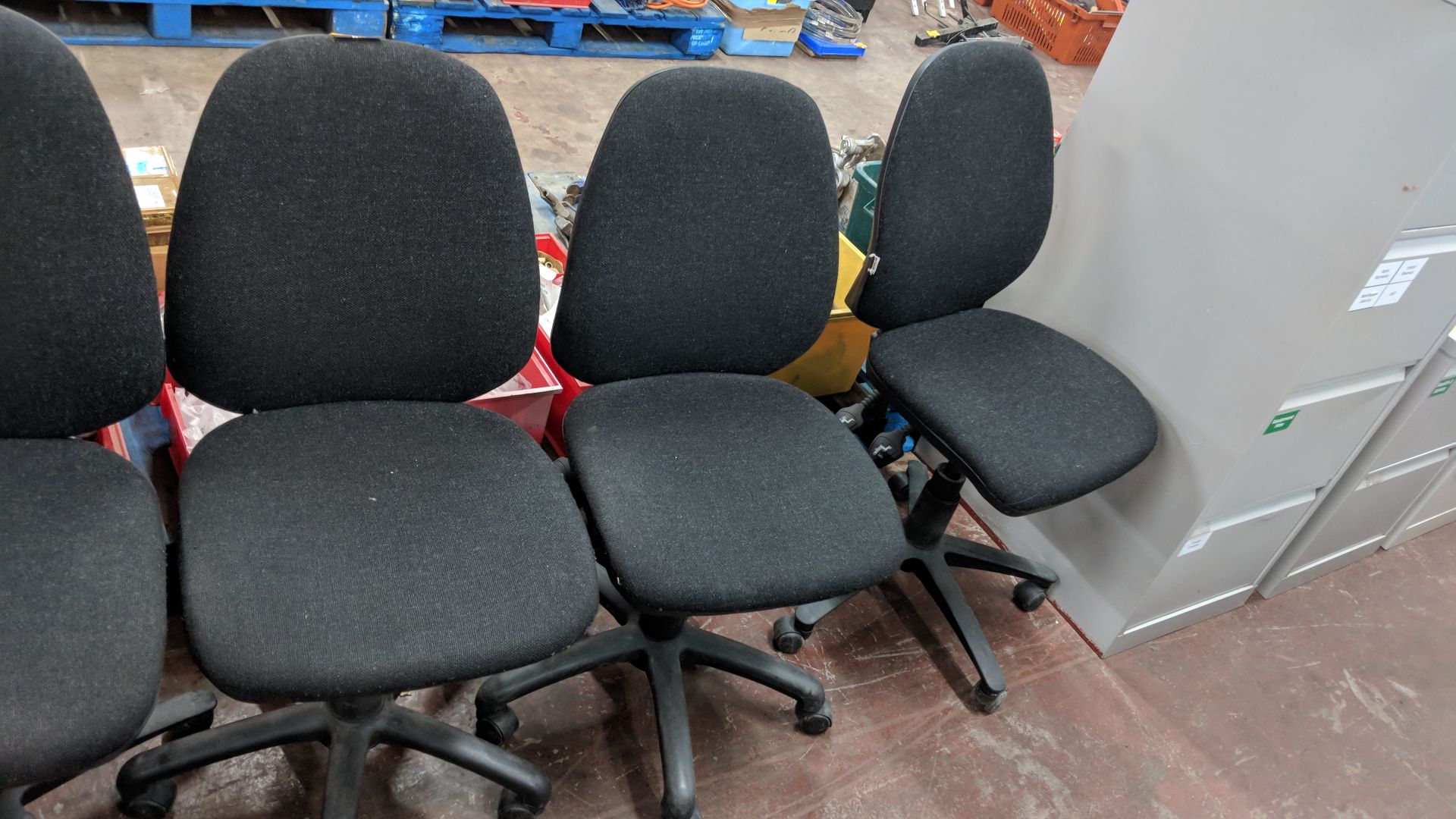 3 off Wallace grey tweed multi adjustable operator's chairs