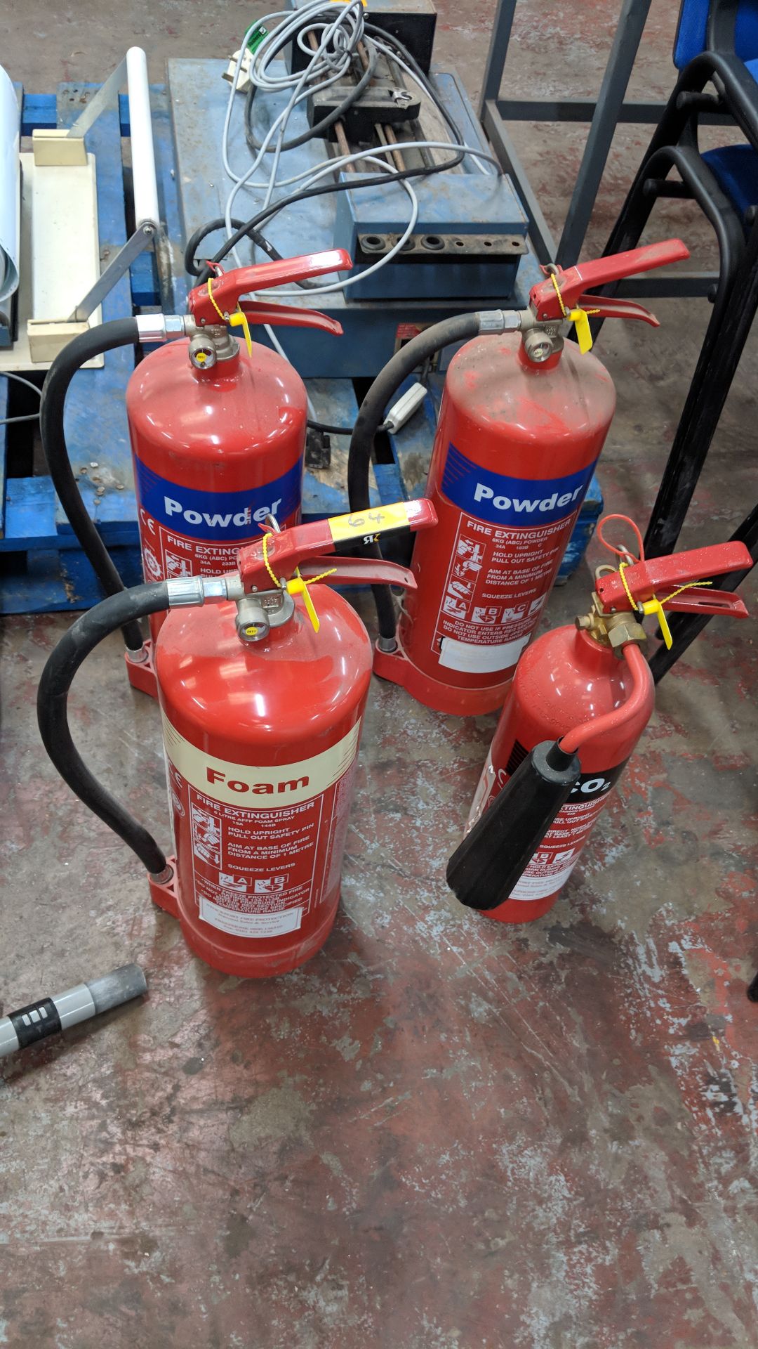 4 off assorted fire extinguishers