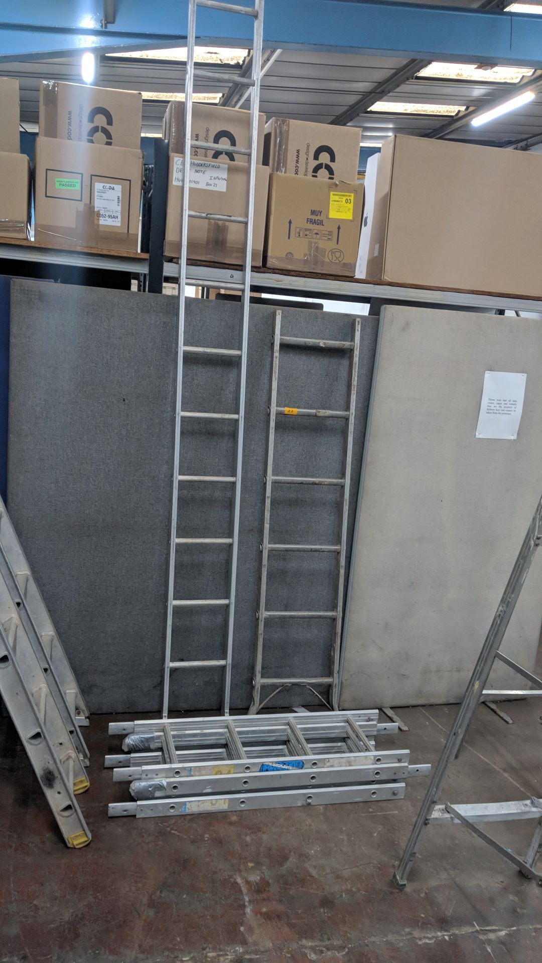 6 sections of assorted metal rung ladder