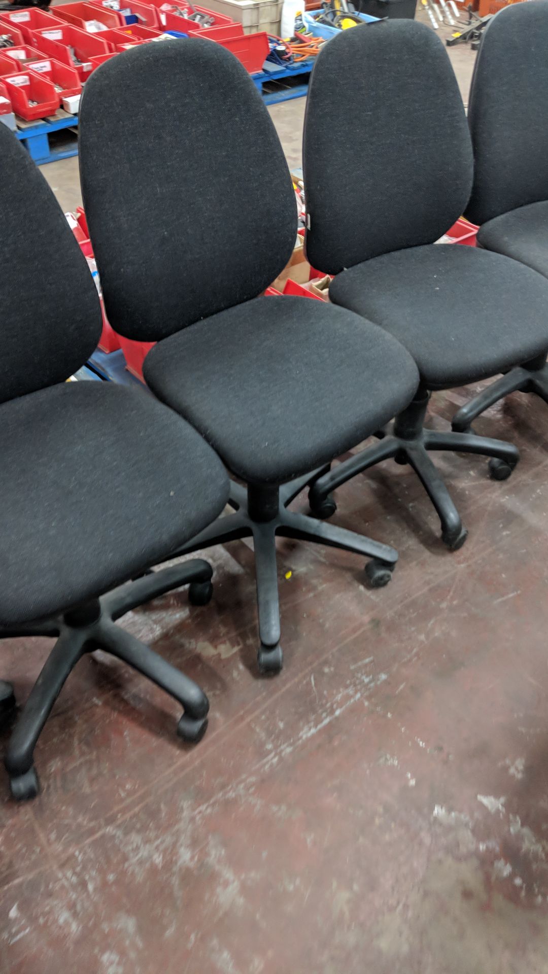 3 off Wallace grey tweed multi adjustable operator's chairs - Image 4 of 5