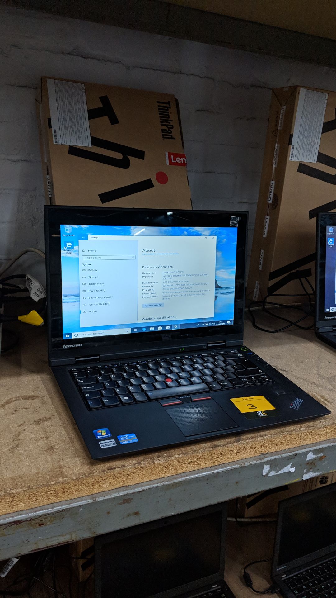 Lenovo ThinkPad X1 notebook computer, model 1294AY1 with built-in webcam. Intel Core i5-2520M CPU@ - Image 5 of 10