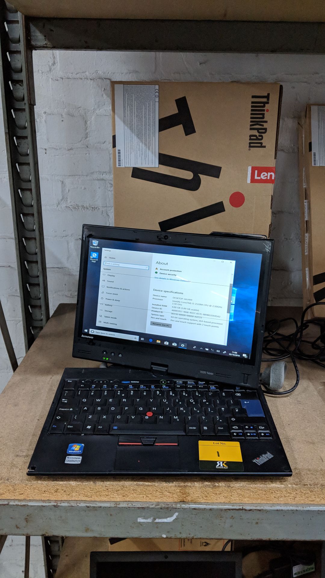 Lenovo ThinkPad X220 tablet/notebook computer with swivel screen including built-in webcam. Model - Image 8 of 12