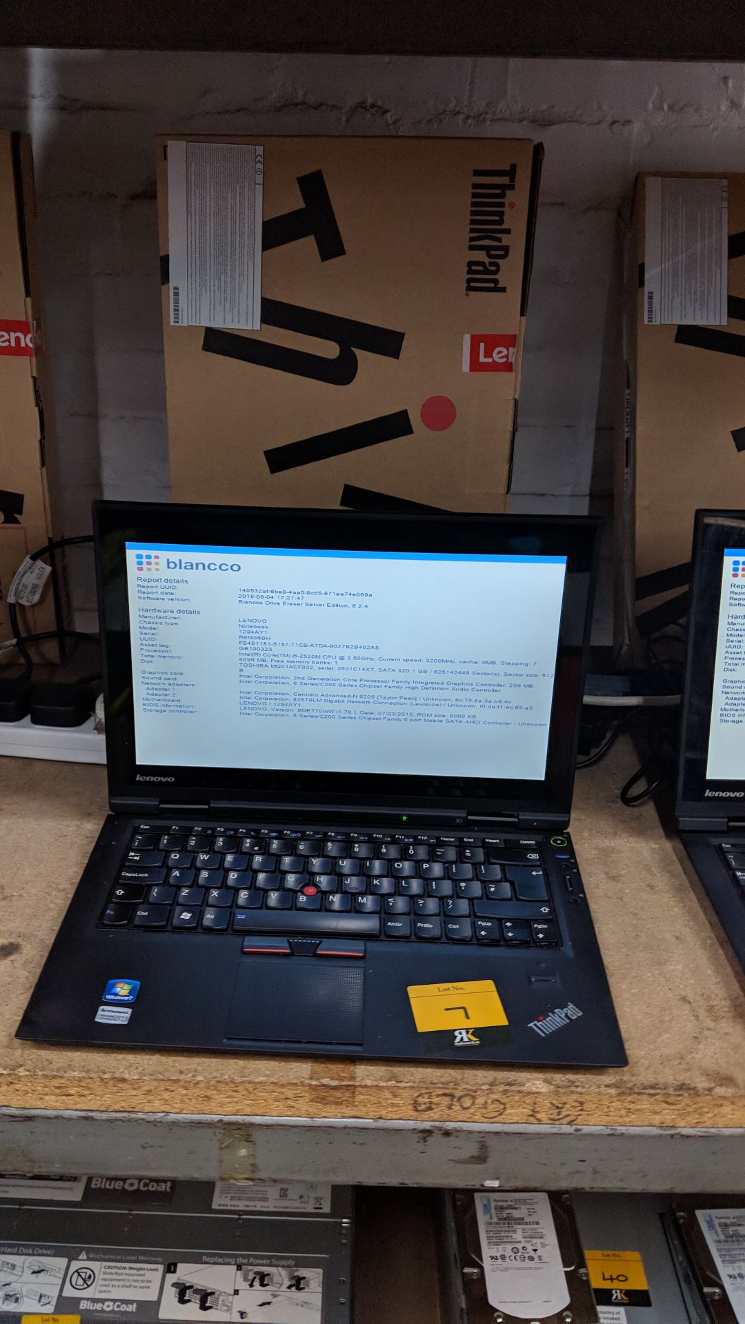 Lenovo ThinkPad X1 notebook computer, model 1294AY1 with built-in webcam. Intel Core i5-2520M CPU@ - Image 6 of 7