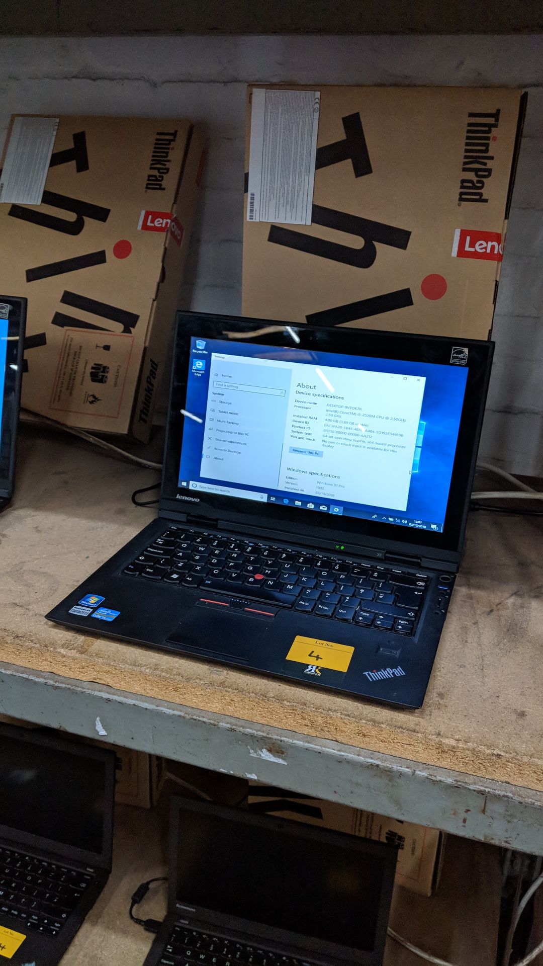 Lenovo ThinkPad X1 notebook computer, model 1294AY1 with built-in webcam. Intel Core i5-2520M CPU@ - Image 5 of 6