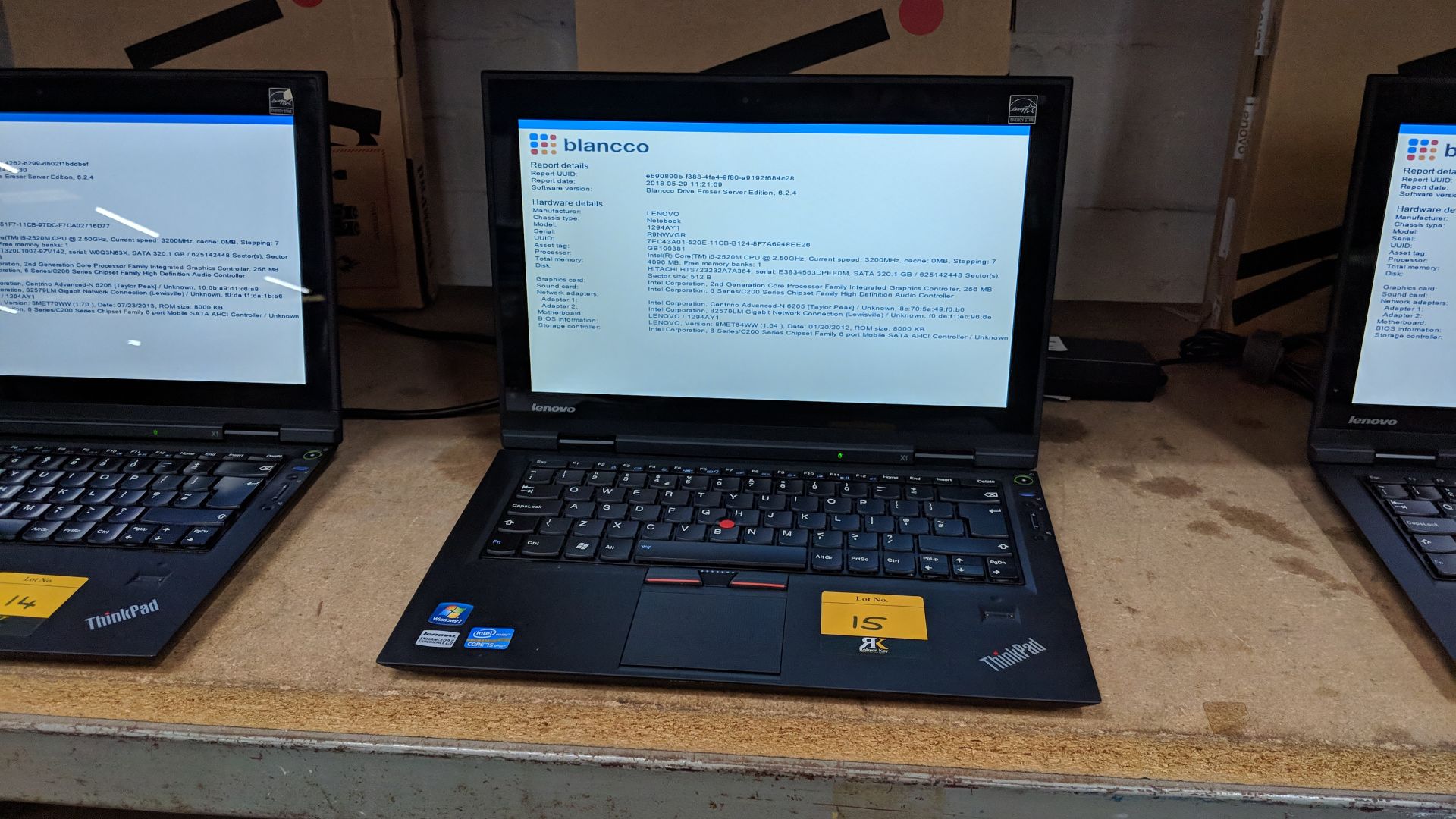 Lenovo ThinkPad X1 notebook computer, model 1294AY1 with built-in webcam. Intel Core i5-2520M CPU@