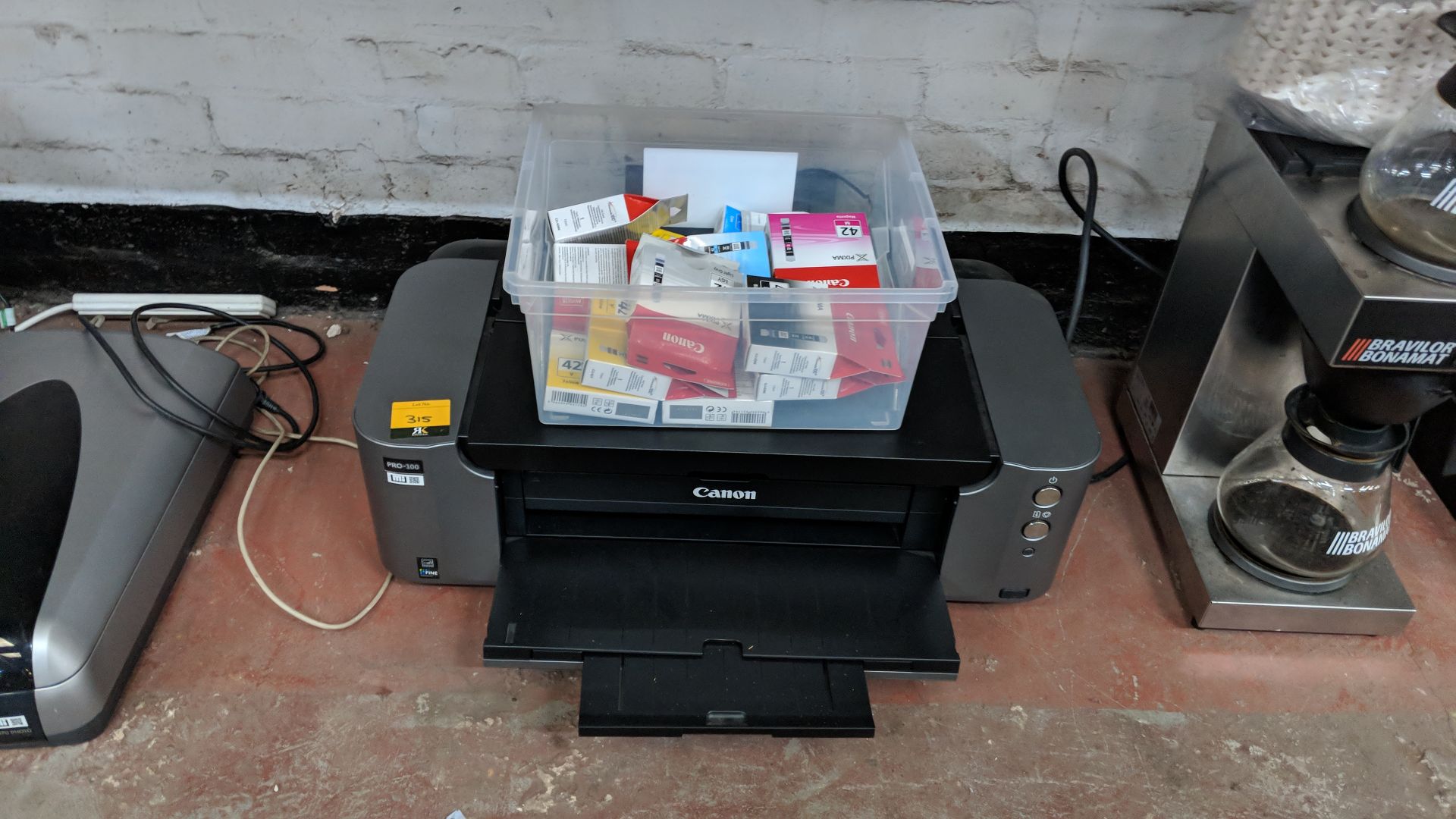 Canon Pro-100 A3 inkjet printer plus the contents of a crate of inkjet cartridges IMPORTANT: - Image 2 of 8