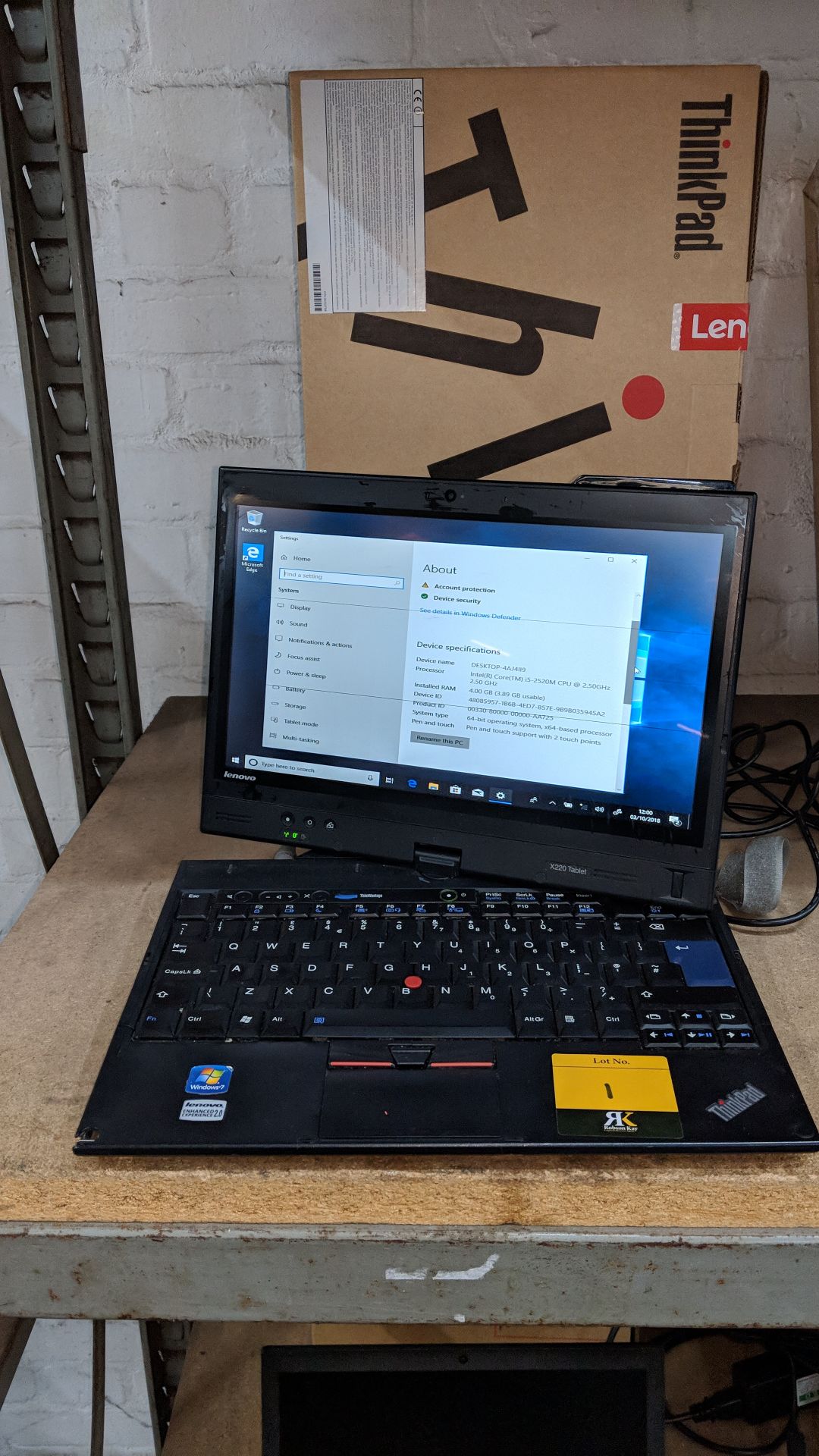 Lenovo ThinkPad X220 tablet/notebook computer with swivel screen including built-in webcam. Model