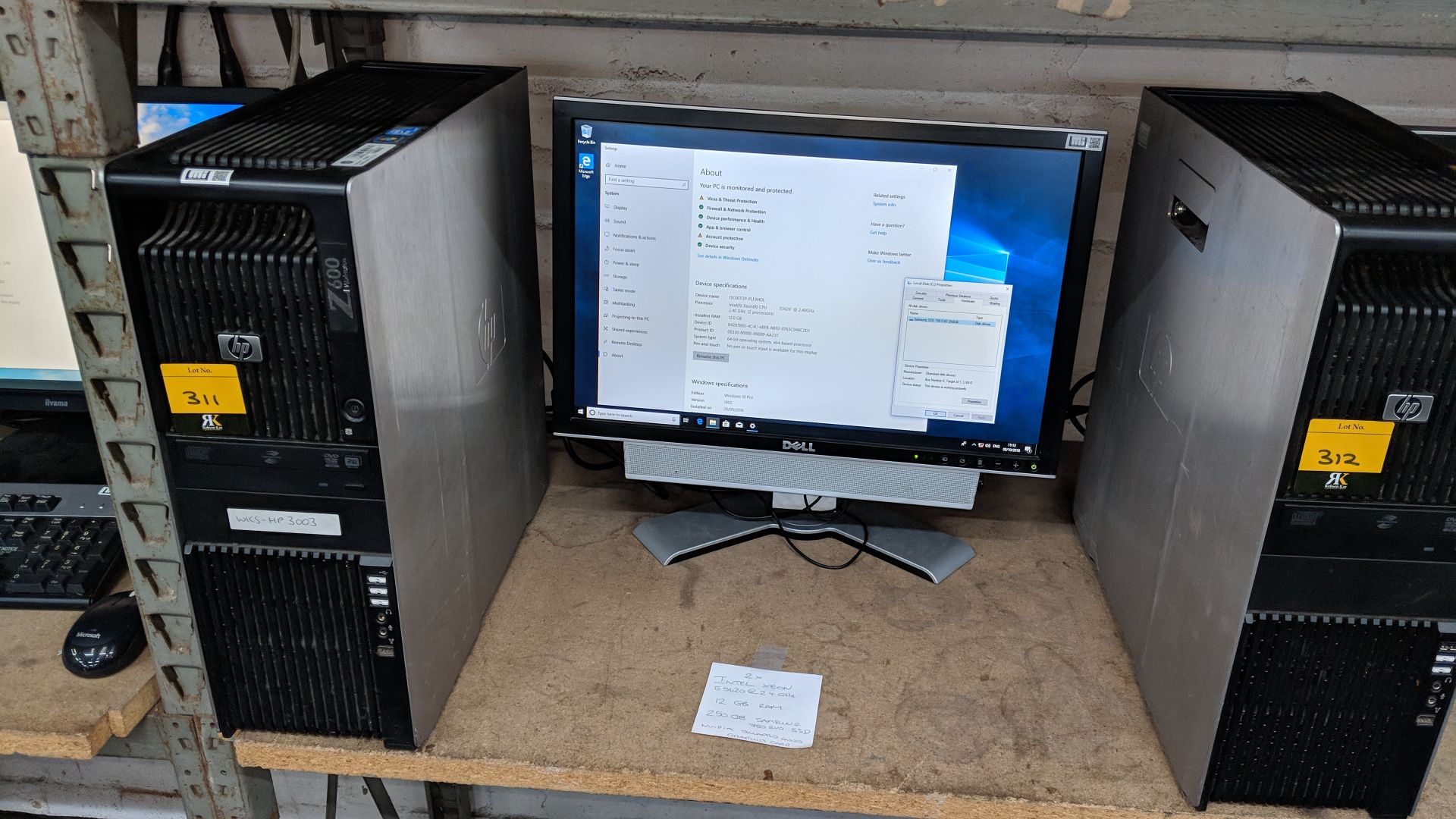 HP tower computer with twin Intel Xeon E5620 2.4GHz processors, 12Gb RAM, 250Gb Samsung 750 Evo