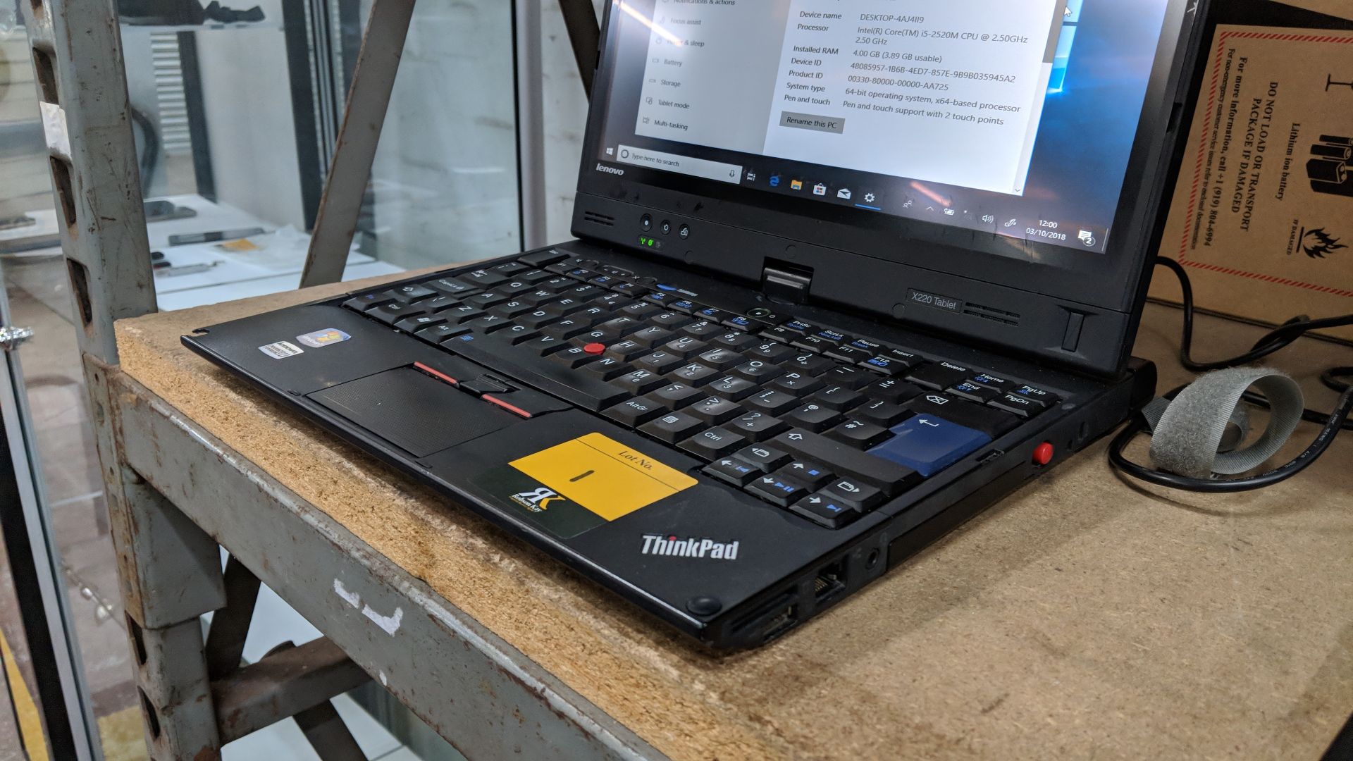 Lenovo ThinkPad X220 tablet/notebook computer with swivel screen including built-in webcam. Model - Image 4 of 12