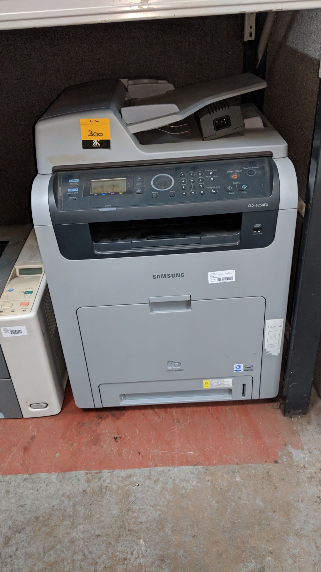 Samsung model CLX-6250FX large multifunction laserjet printer with auto docufeed IMPORTANT: Please