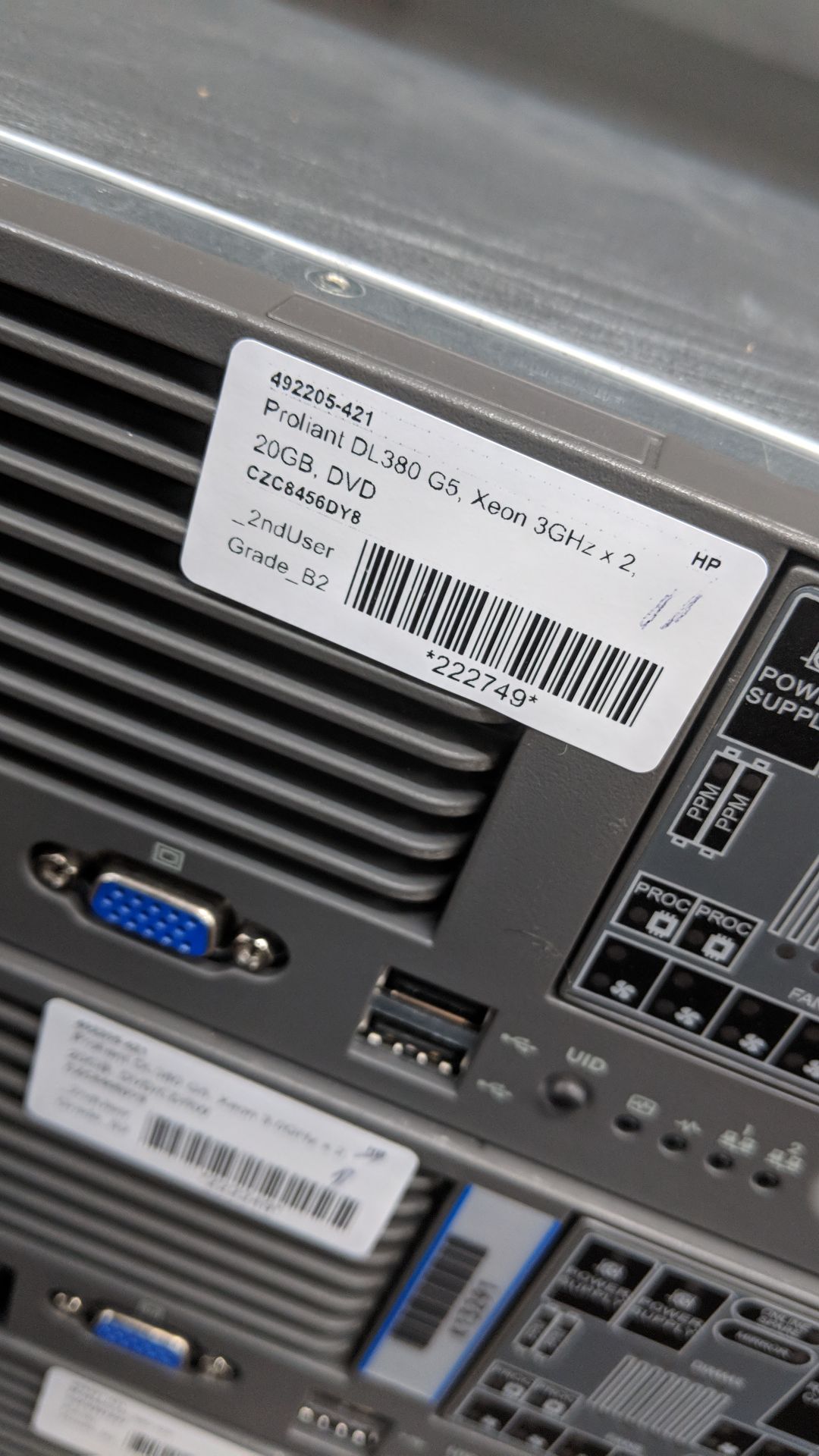 4 off HP Proliant DL380 G5 rack mountable servers with assorted processor & other specifications - Image 6 of 13