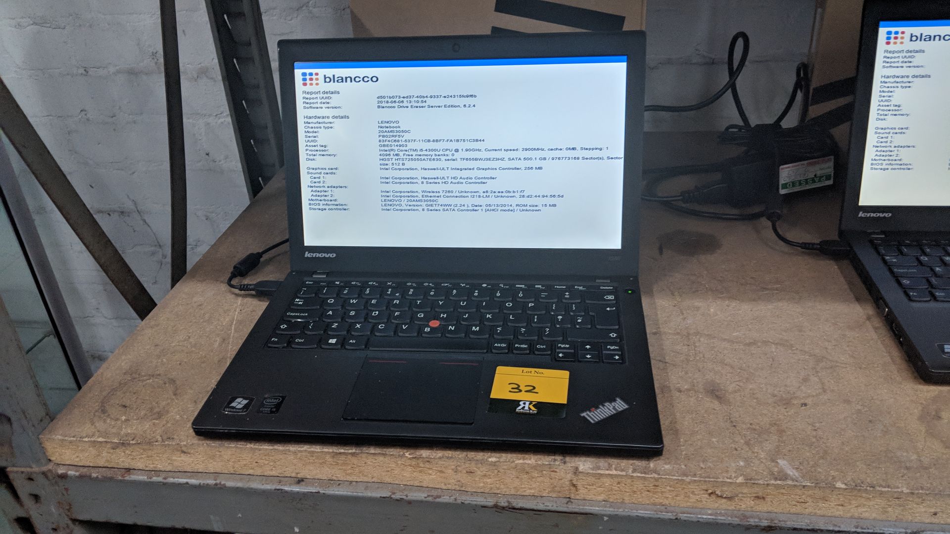 Lenovo ThinkPad X240 notebook computer model 20 AMS3050C with Intel Core i5 4300U CPU@1.9GHz, 4Gb - Image 4 of 6