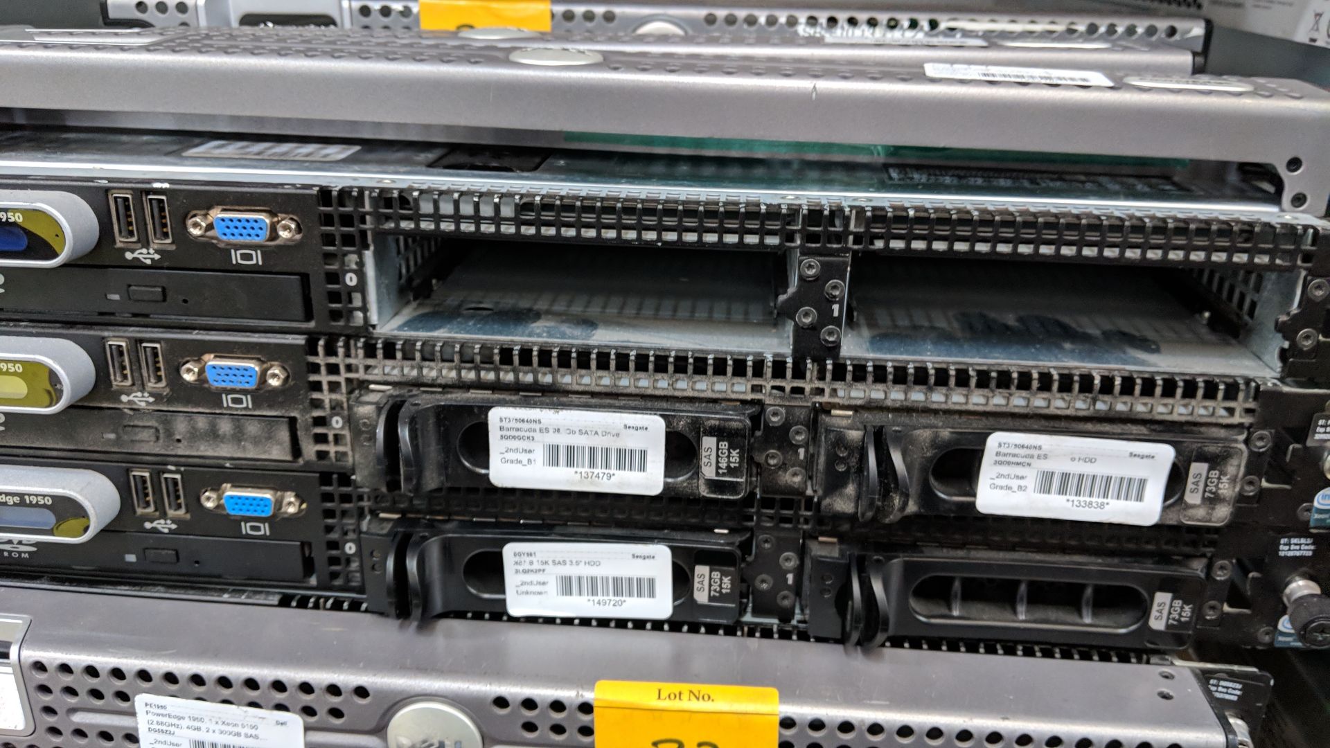 3 off Dell PowerEdge 1950 servers with twin Xeon processors, assorted memory sizes & rewritable - Image 10 of 11