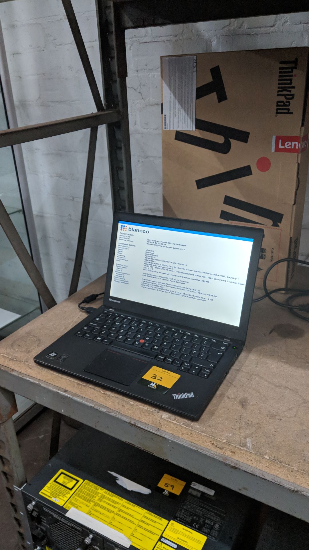 Lenovo ThinkPad X240 notebook computer model 20 AMS3050C with Intel Core i5 4300U CPU@1.9GHz, 4Gb