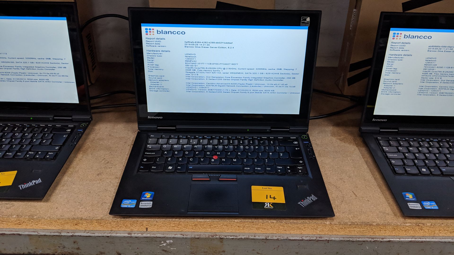 Lenovo ThinkPad X1 notebook computer, model 1294AY1 with built-in webcam. Intel Core i5-2520M CPU@