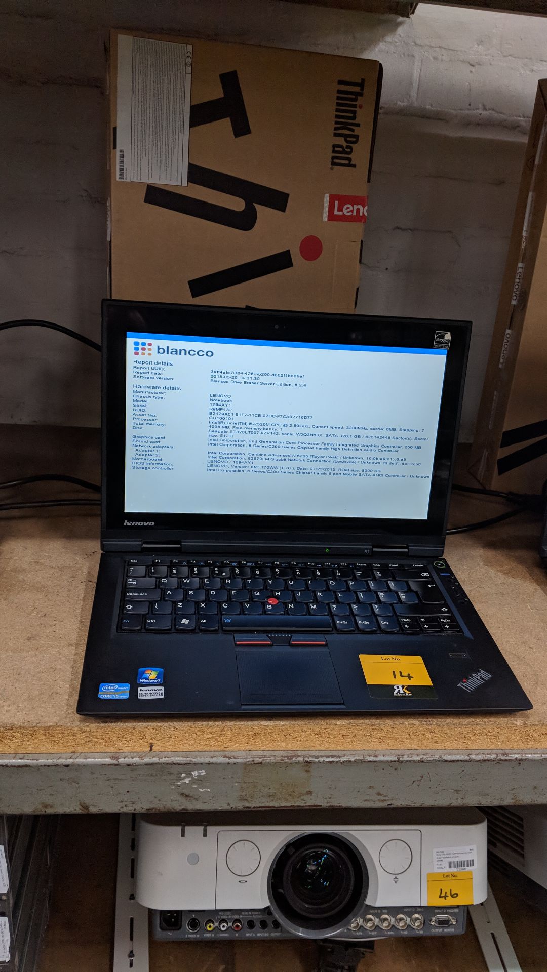 Lenovo ThinkPad X1 notebook computer, model 1294AY1 with built-in webcam. Intel Core i5-2520M CPU@ - Image 4 of 6