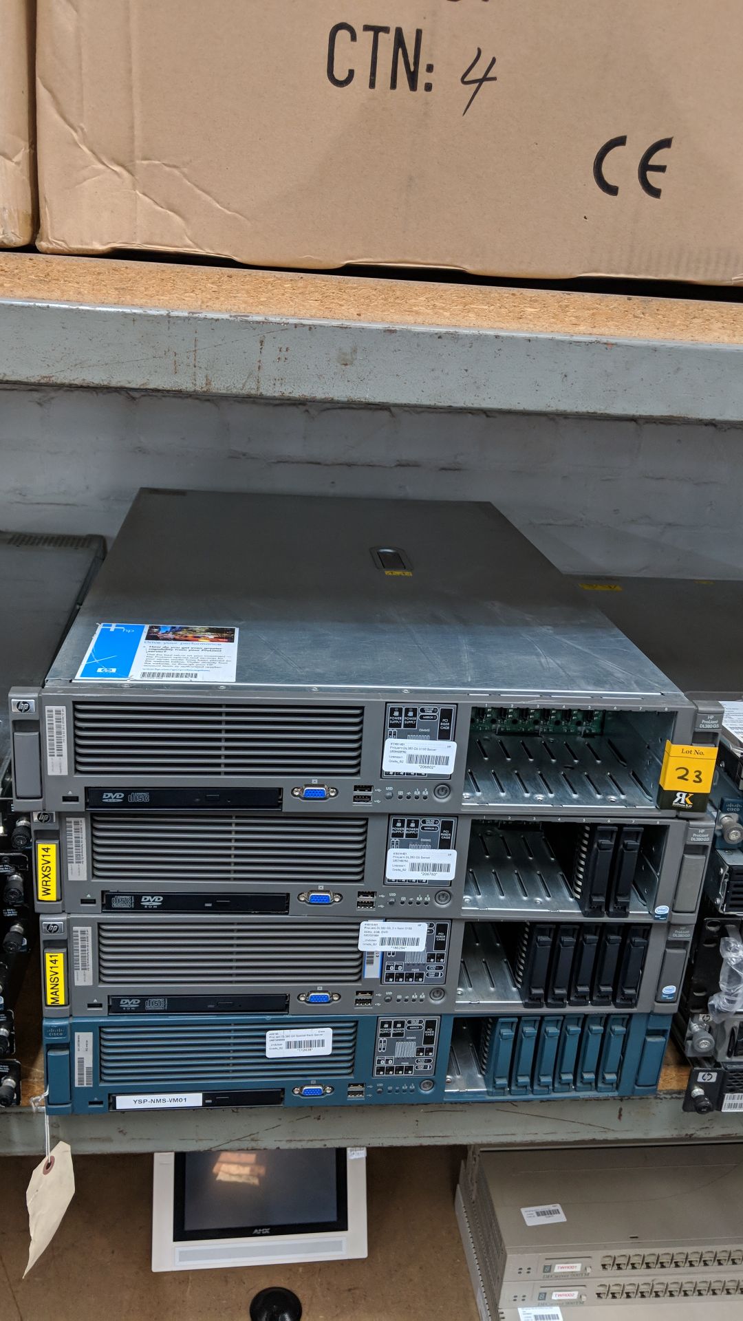 4 off HP & Cisco servers, 3 being Proliant DL380 G5 & the fourth being a Cisco MCS7800 Series. - Image 2 of 8
