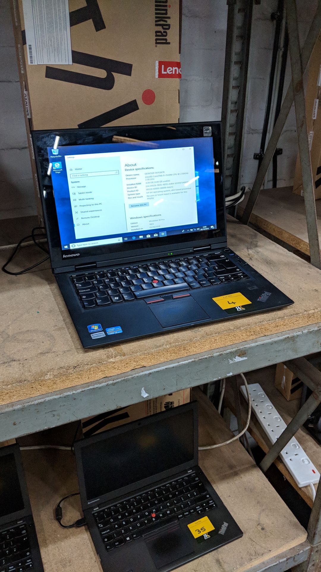 Lenovo ThinkPad X1 notebook computer, model 1294AY1 with built-in webcam. Intel Core i5-2520M CPU@ - Image 4 of 6