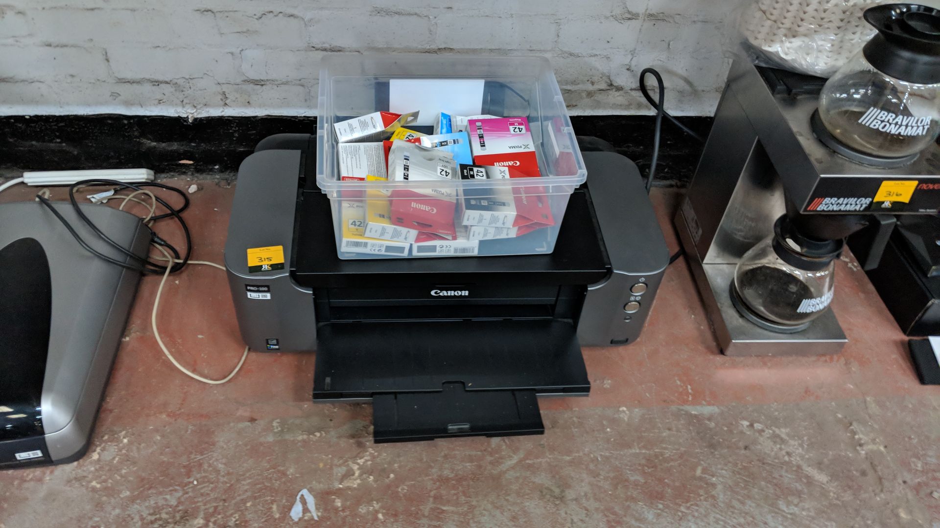 Canon Pro-100 A3 inkjet printer plus the contents of a crate of inkjet cartridges IMPORTANT: