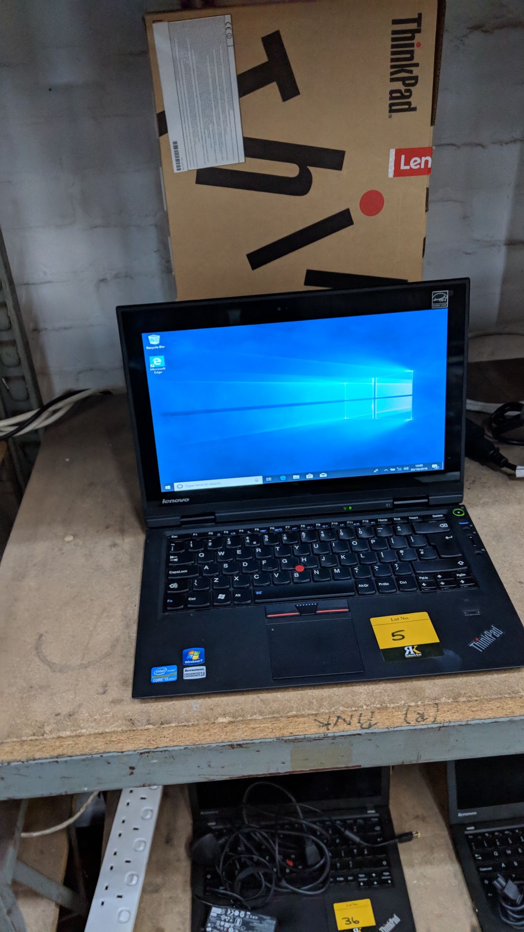 Lenovo ThinkPad X1 notebook computer, model 1294AY1 with built-in webcam. Intel Core i5-2520M CPU@ - Image 5 of 6