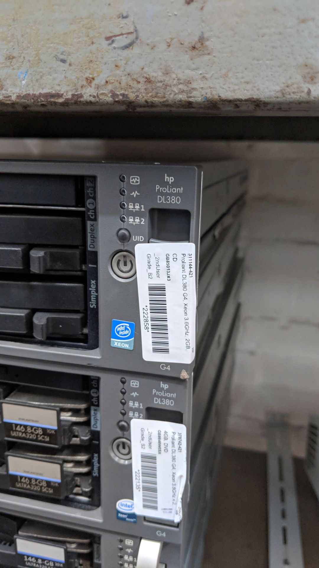 2 off HP Proliant DL380 G4 rack mountable servers with assorted specifications IMPORTANT: Please - Image 2 of 6