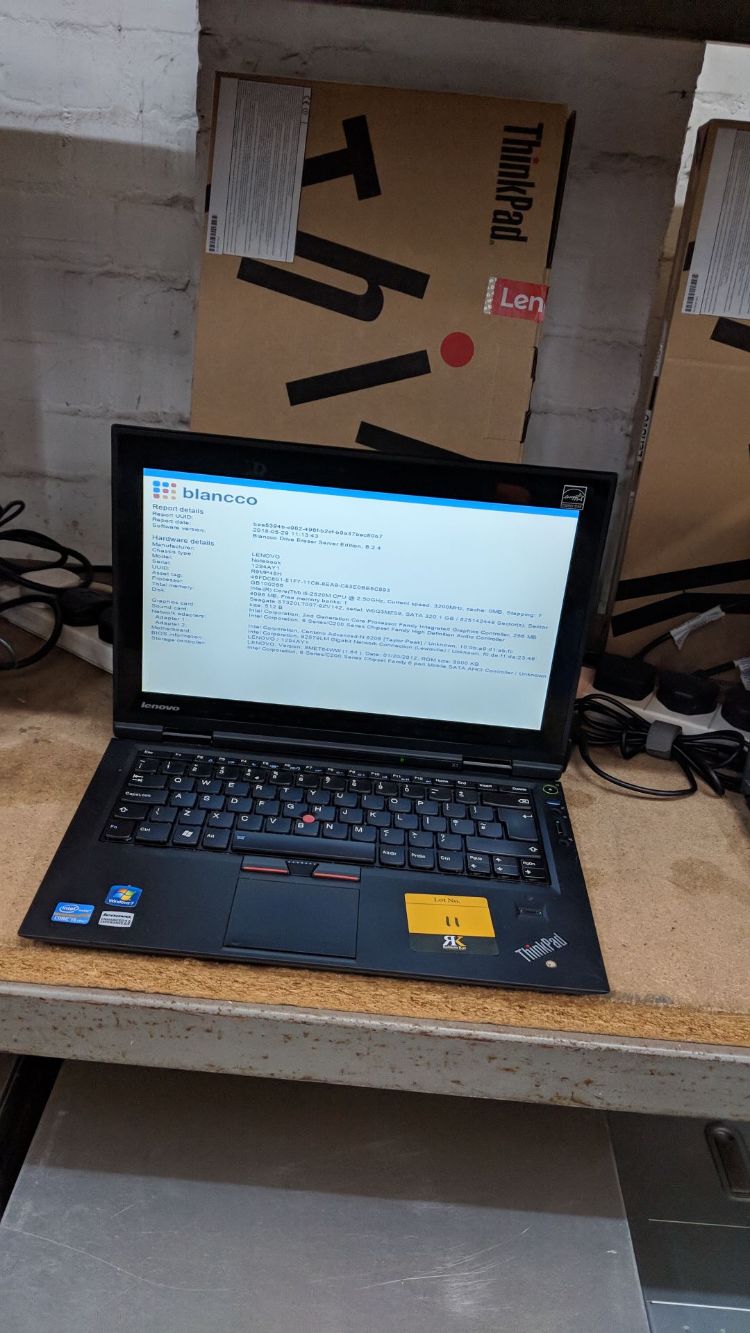 Lenovo ThinkPad X1 notebook computer, model 1294AY1 with built-in webcam. Intel Core i5-2520M CPU@ - Image 6 of 7