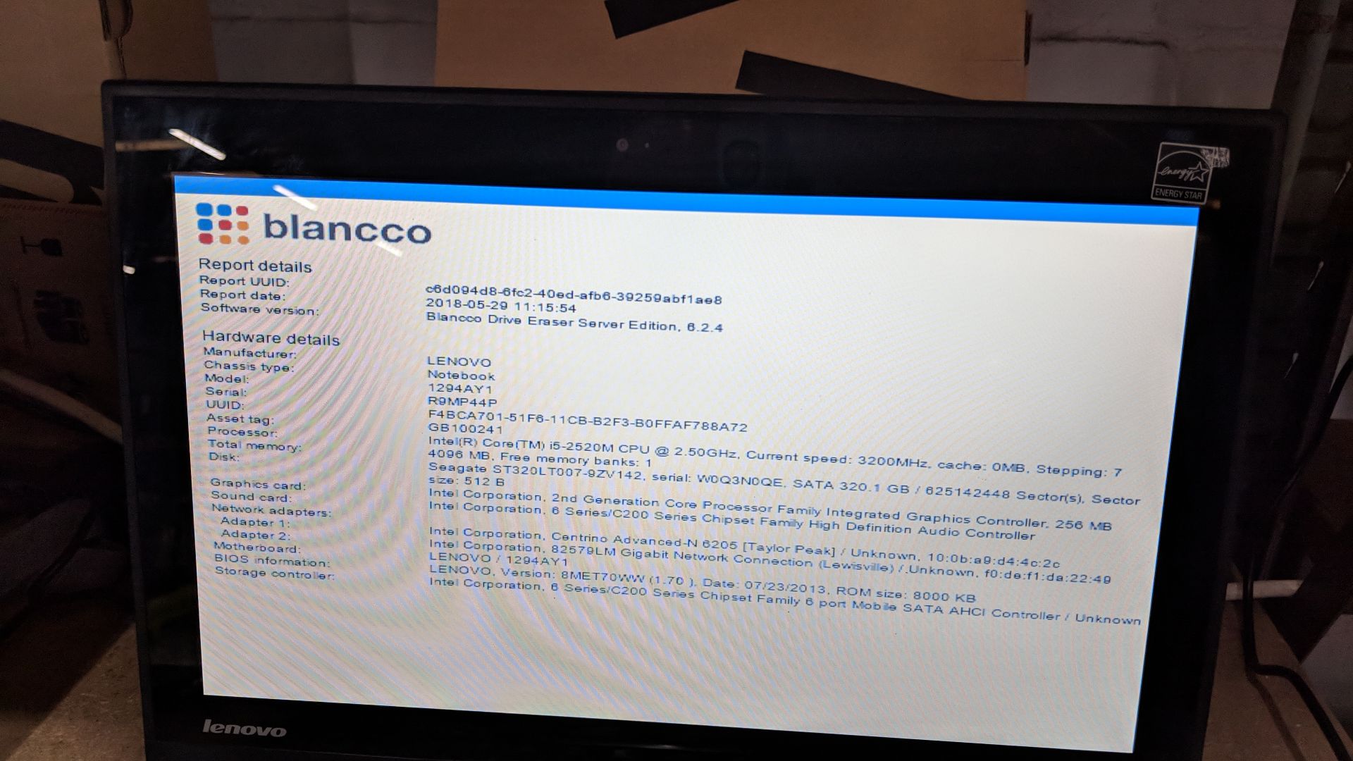 Lenovo ThinkPad X1 notebook computer, model 1294AY1 with built-in webcam. Intel Core i5-2520M CPU@ - Image 2 of 7